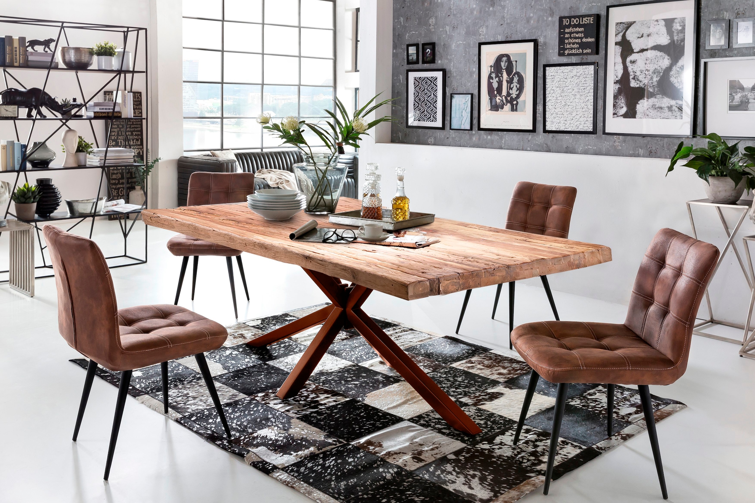 SIT Esstisch, Platte aus recyceltem Teak