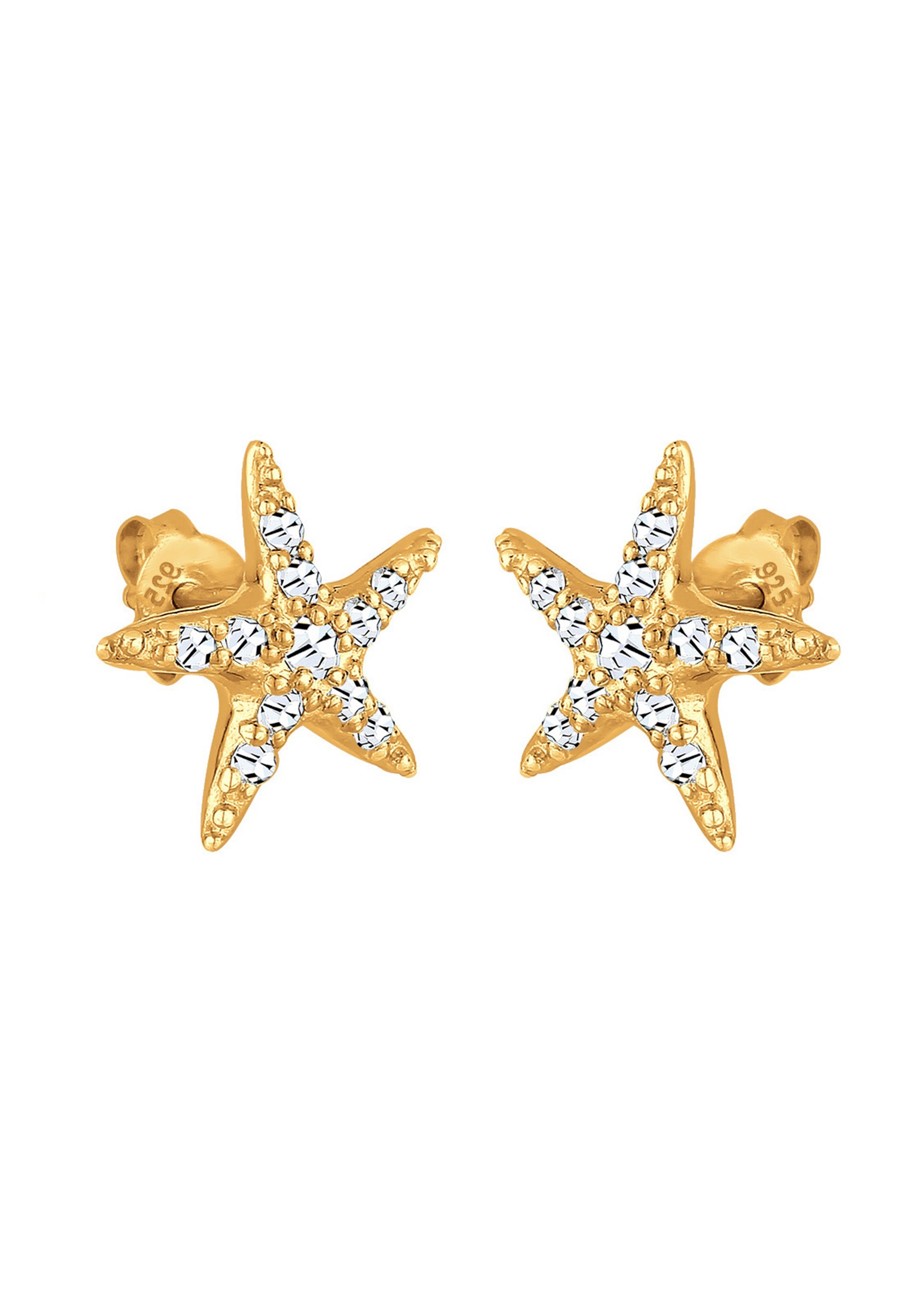 Elli Paar Ohrstecker »Ohrringe Seestern Beach Kristalle 925 Sterling Silber vergoldet«