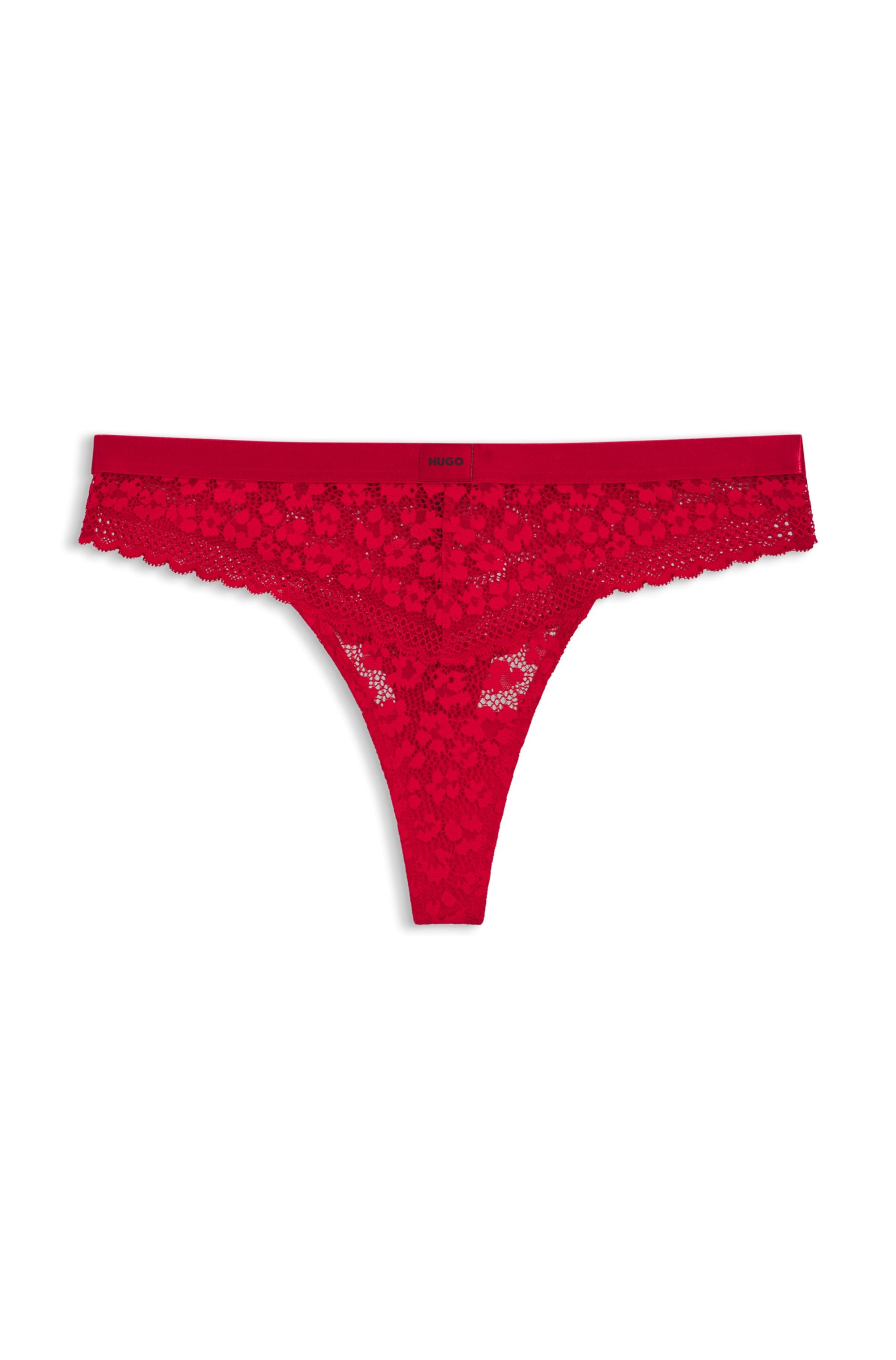 HUGO Underwear String »SAVANA« aus Spitze mit Leopardenmuster und Logo am Bund