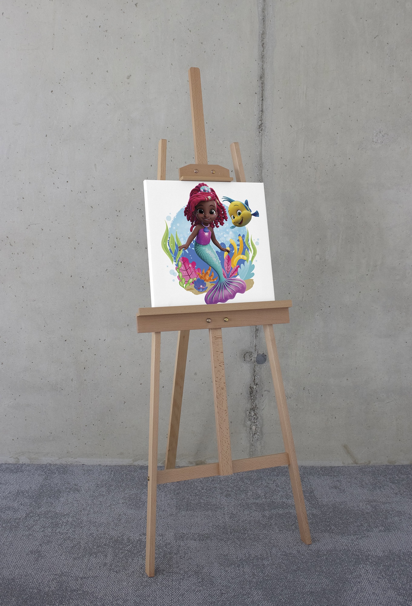 Komar Leinwandbild »Disney Ariel Baby Mermaid«, Disney, (1 St.), 40 x 40 cm (Breite x Höhe) - Kinderzimmer, Dekoration