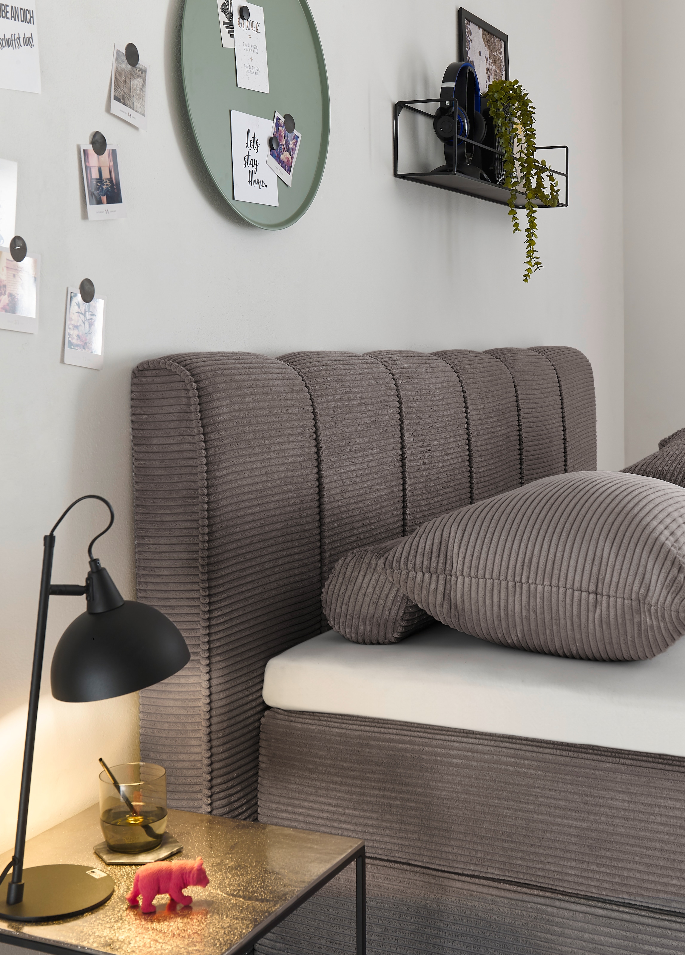 set one by Musterring Boxspringbett »Fairfield«, Metallfuß schwarz, Kopfteil mit Keder, Breite 160 oder 180 cm