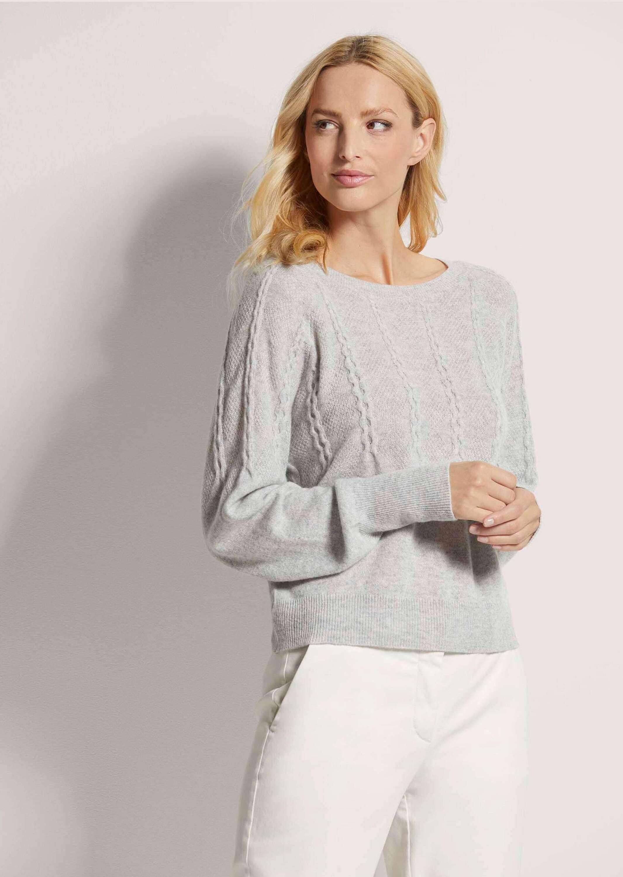 MADELEINE Longpullover »Pullover Rundhals-Pullover mit Zopfmuster«