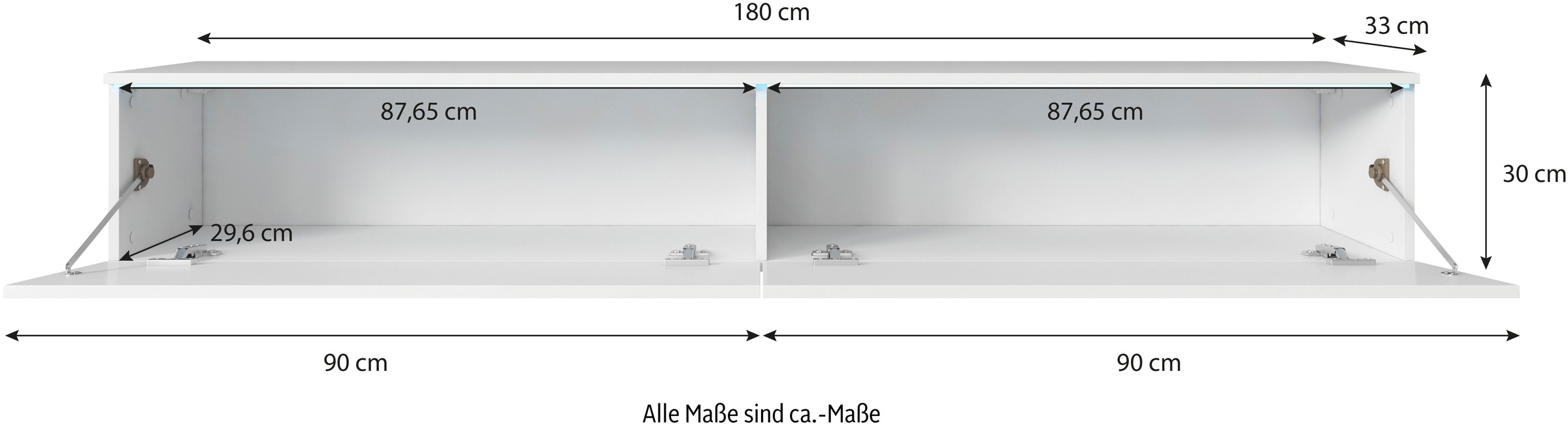 INOSIGN Lowboard »Vera, wahlweise mit oder ohne Beleuchtung«, gefräste MDF Front mit 3D Effekt, stehend und hängend montierbar