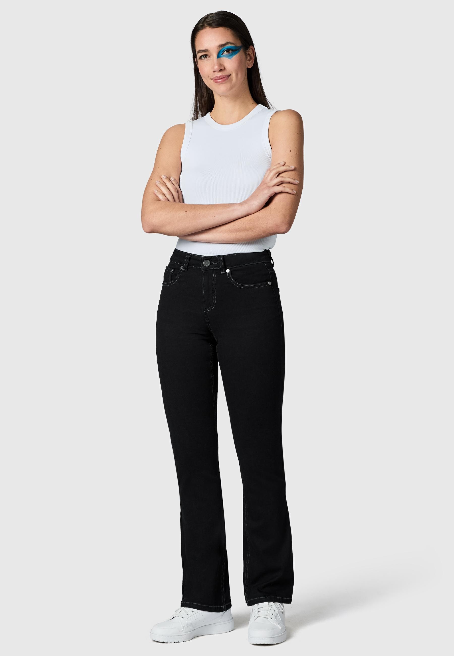PEAK TIME 5-Pocket-Jeans »Bootcut-Jeans Zenita« Damen Bootcut Jeans mit Logoprägung