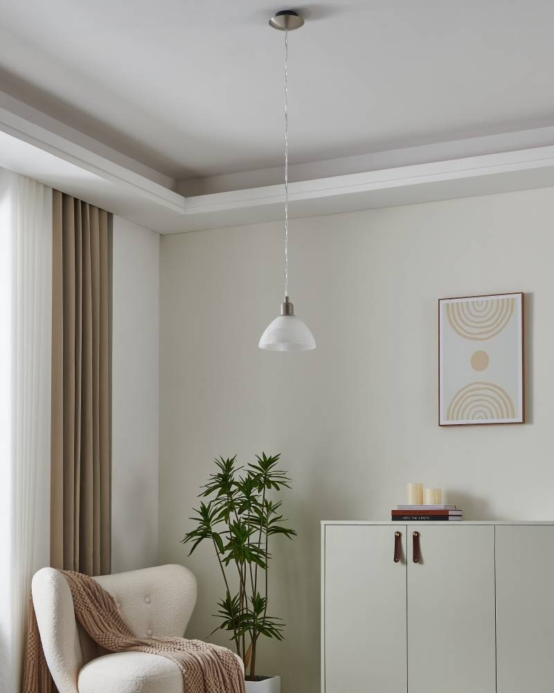 EGLO Pendelleuchte »BRENDA«, 1 flammig, Leuchtmittel E27 | ohne Leuchtmittel, Hängelampe, Esszimmerlampe, Glas in alabaster weiß, klassischer Look
