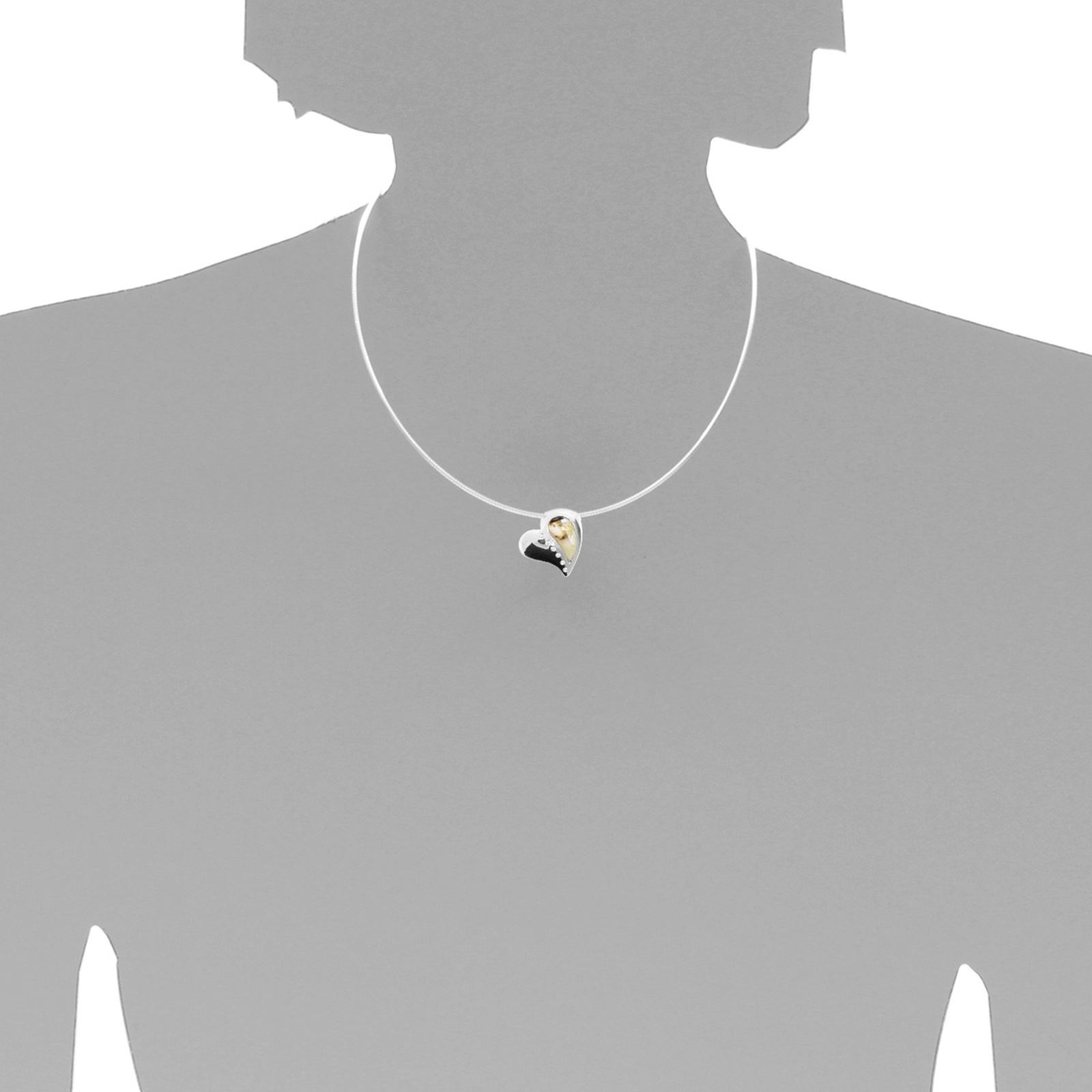 OSTSEE-SCHMUCK Kette mit Anhänger »- Gleiter-Herz 20 mm - Silber 925/000 - Bernstein/Zirk.«