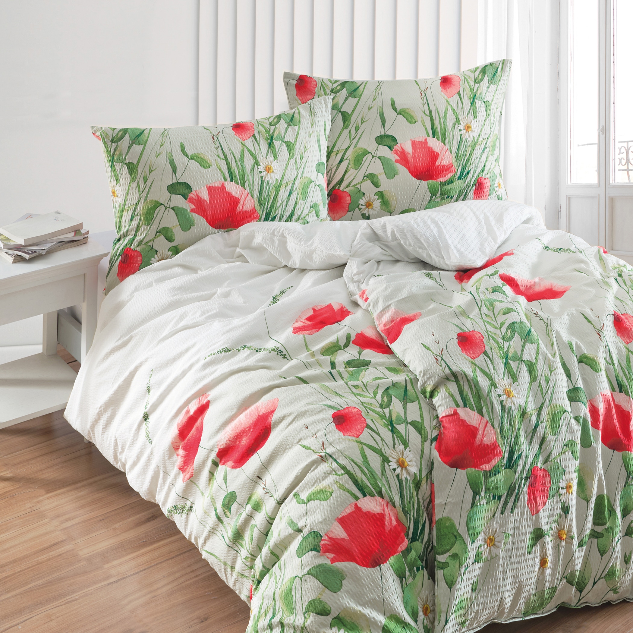 Florella Bettwäsche »»Liara grün« Soft-Touch Seersucker,  50% Baumwolle, 50% Viskose«