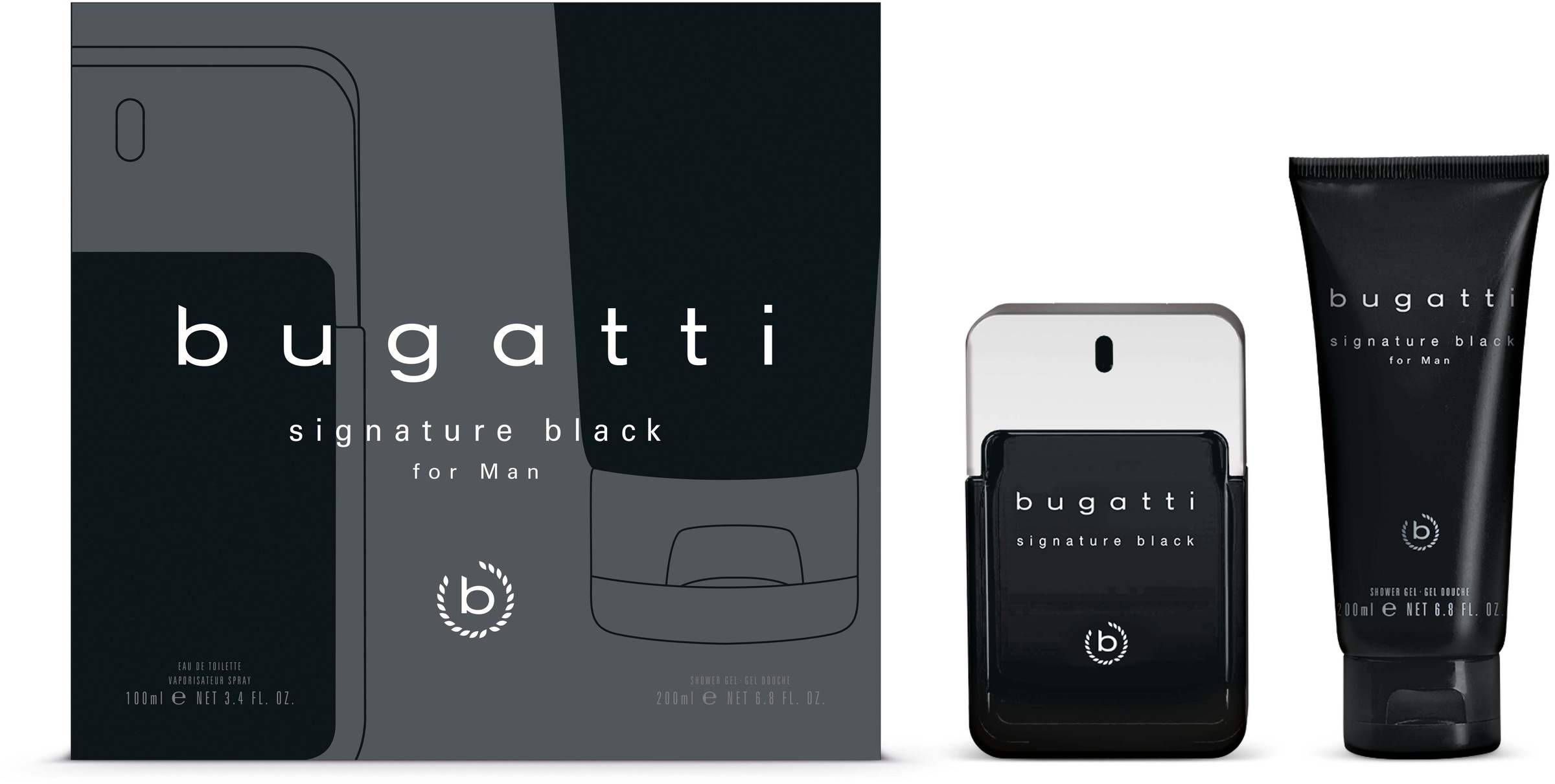 bugatti Duft-Set »Signature man«, (Set, 2 tlg., Eau de Toilette + Duschgel), Orientalischer Herrenduft mit Bergamotte, Salbei und Tonka Bohnen.
