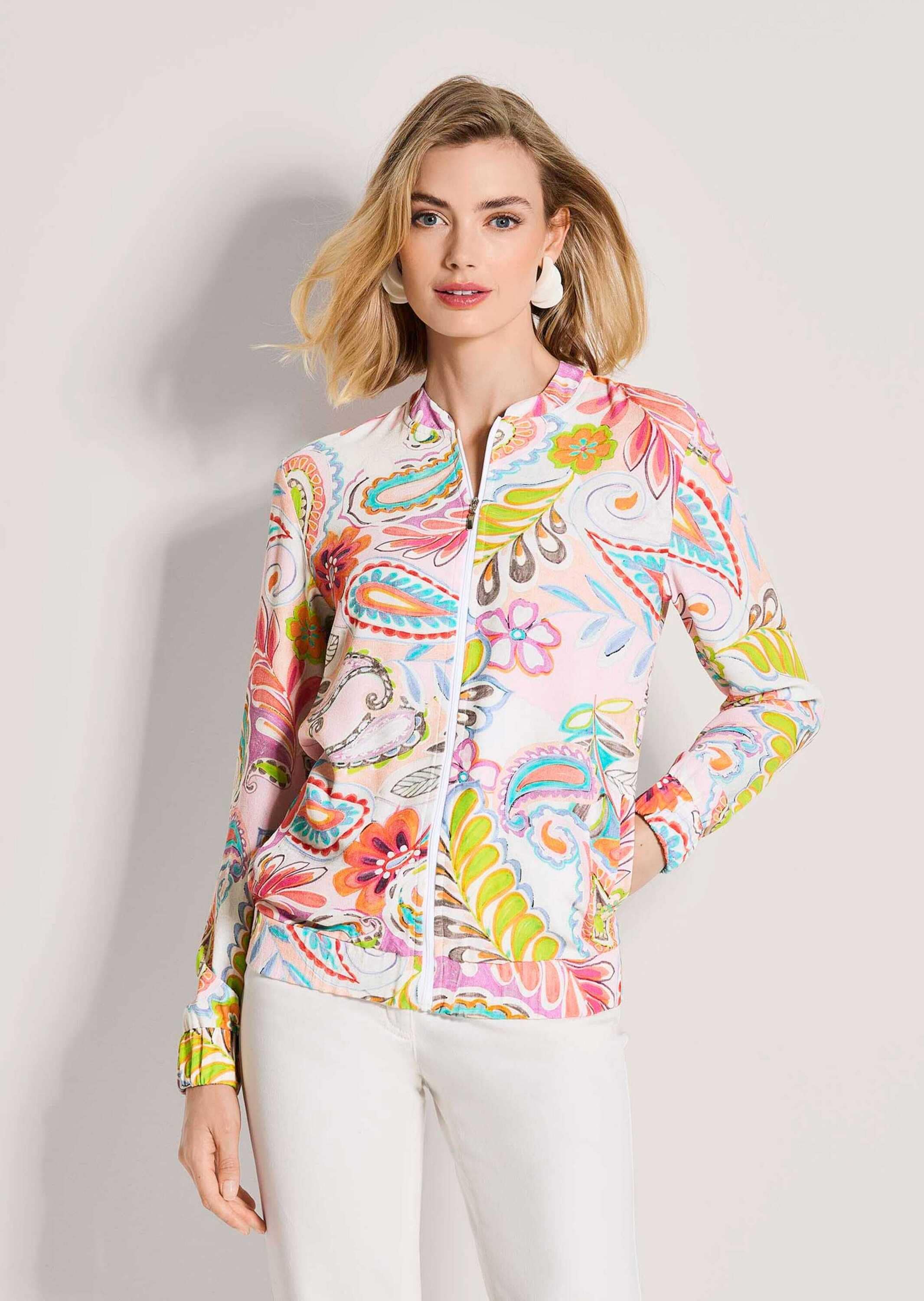 MADELEINE Langarmbluse »Blouson Farbenfrohe Print-Jacke aus Viskose«