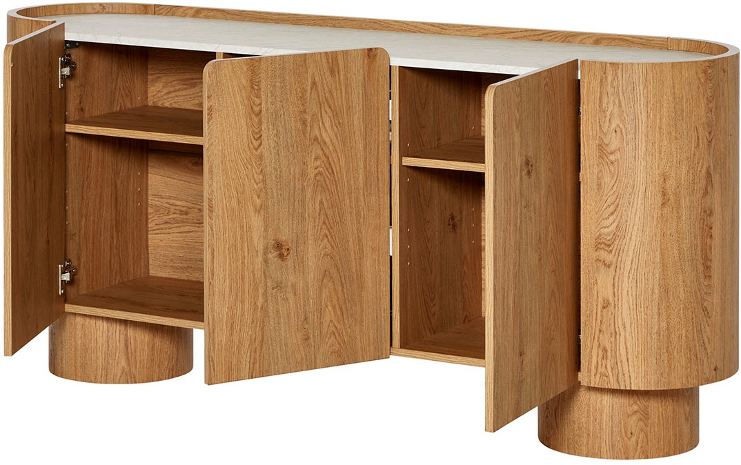 Jahnke Sideboard »CIRCO SB 160« 1 Stk. tlg. Sideboard, 3-türig, gerundetes Design, Marmor-Look, Breite 160 cm