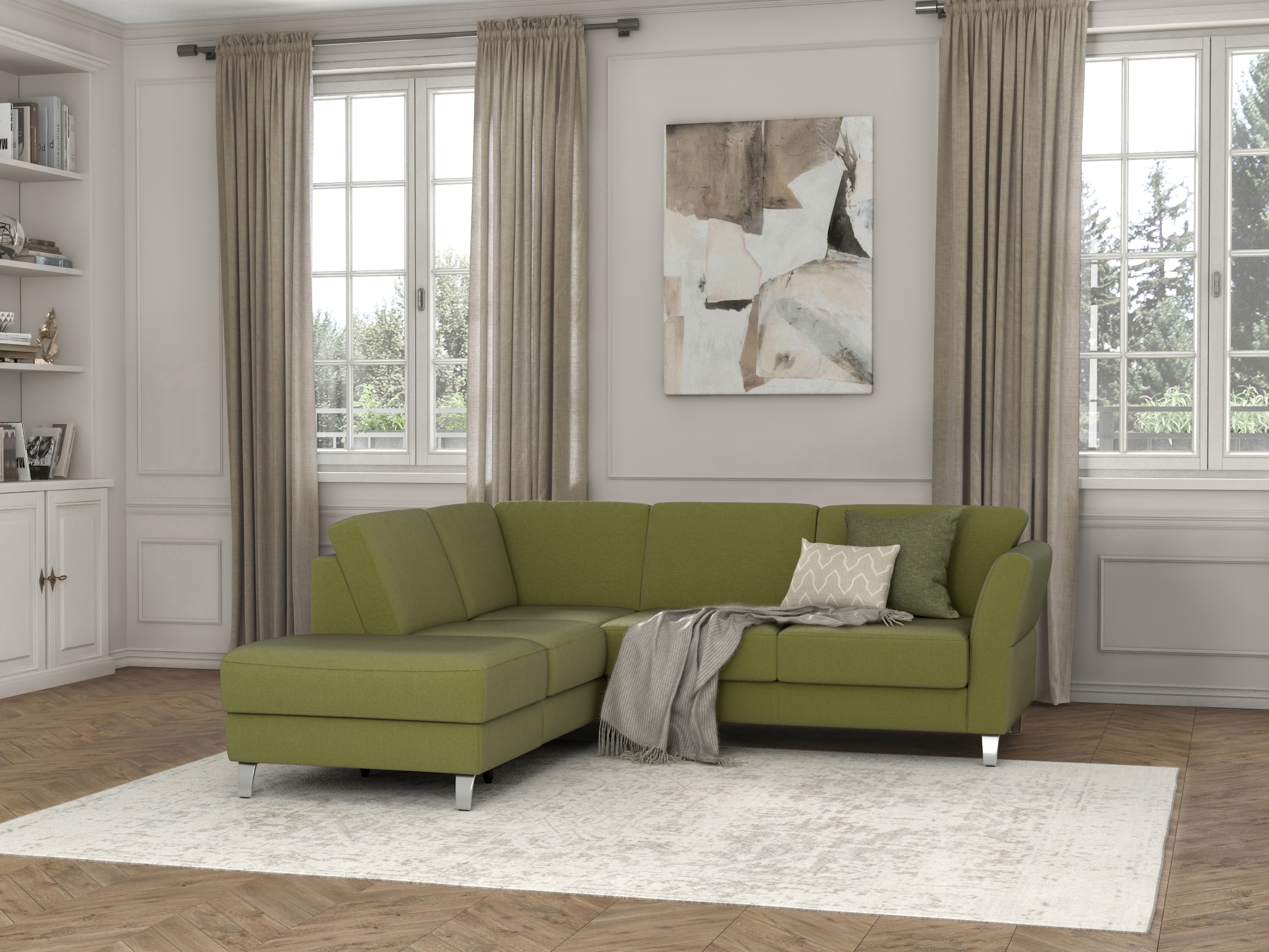 sit&more Ecksofa »Visby L-Form«, Wahlweise mit Bettfunktion und Stauraum, frei im Raum stellbar