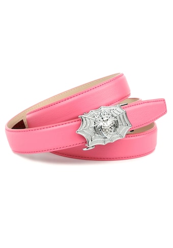 Anthoni Crown Ledergürtel, Stilvoller Gürtel in rosa mit silberfarbener Schließe kaufen