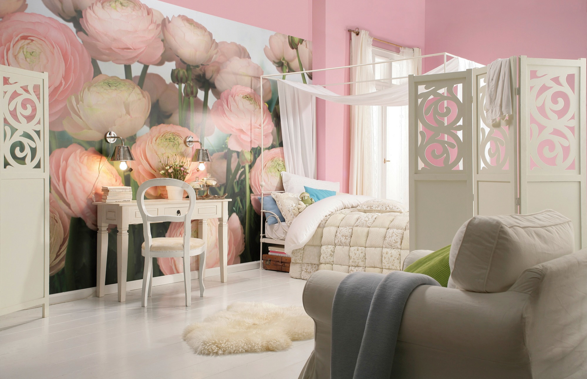 Komar Fototapete »Gentle Rosé - Größe 368 x 254 cm«, bedruckt, Wohnzimmer, Schlafzimmer