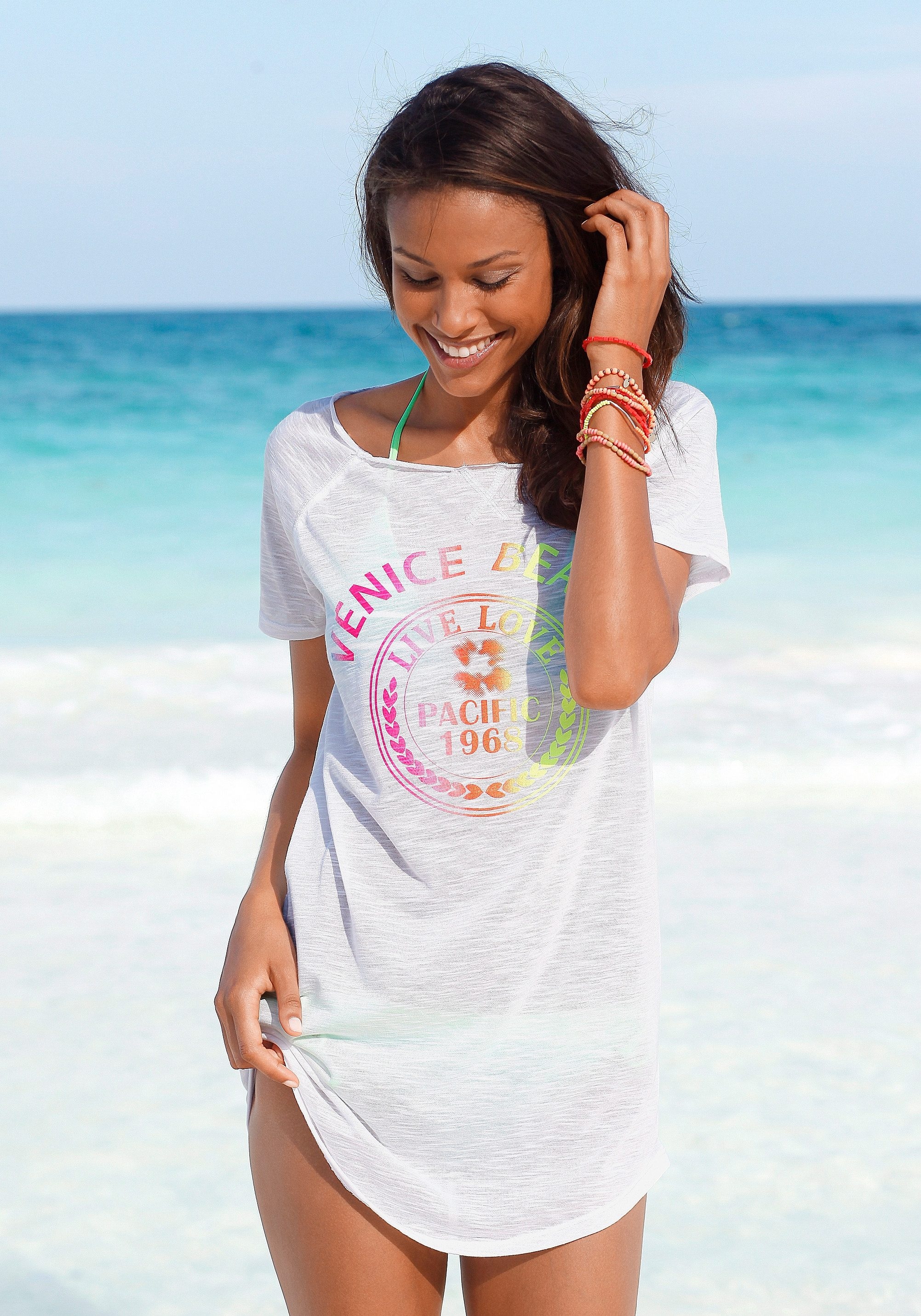 Venice Beach Longshirt, mit Shop bestellen OTTO Frontprint, im luftig Online und leicht Shirtkleid, Strandkleid