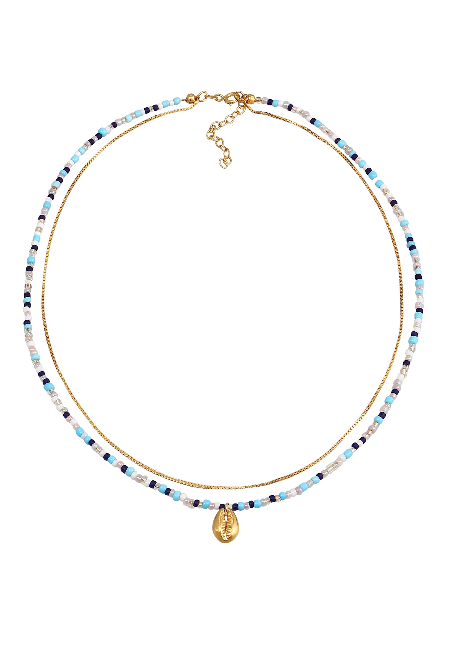 Elli Choker »Halskette Muschel Glas Beads Maritim Bunt 925 Silber«