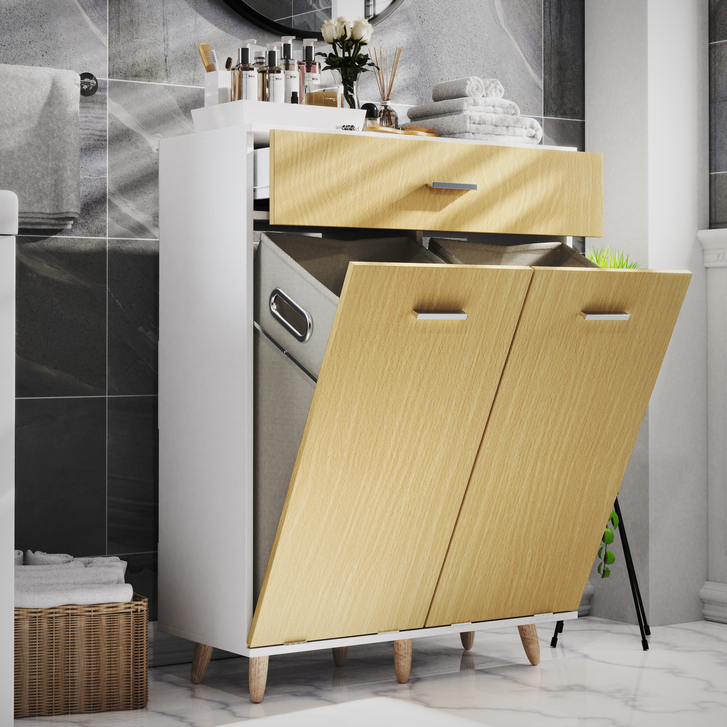 VCM Hochschrank »Wäscheschrank Wäschetruhe Wäschebox Landos M«