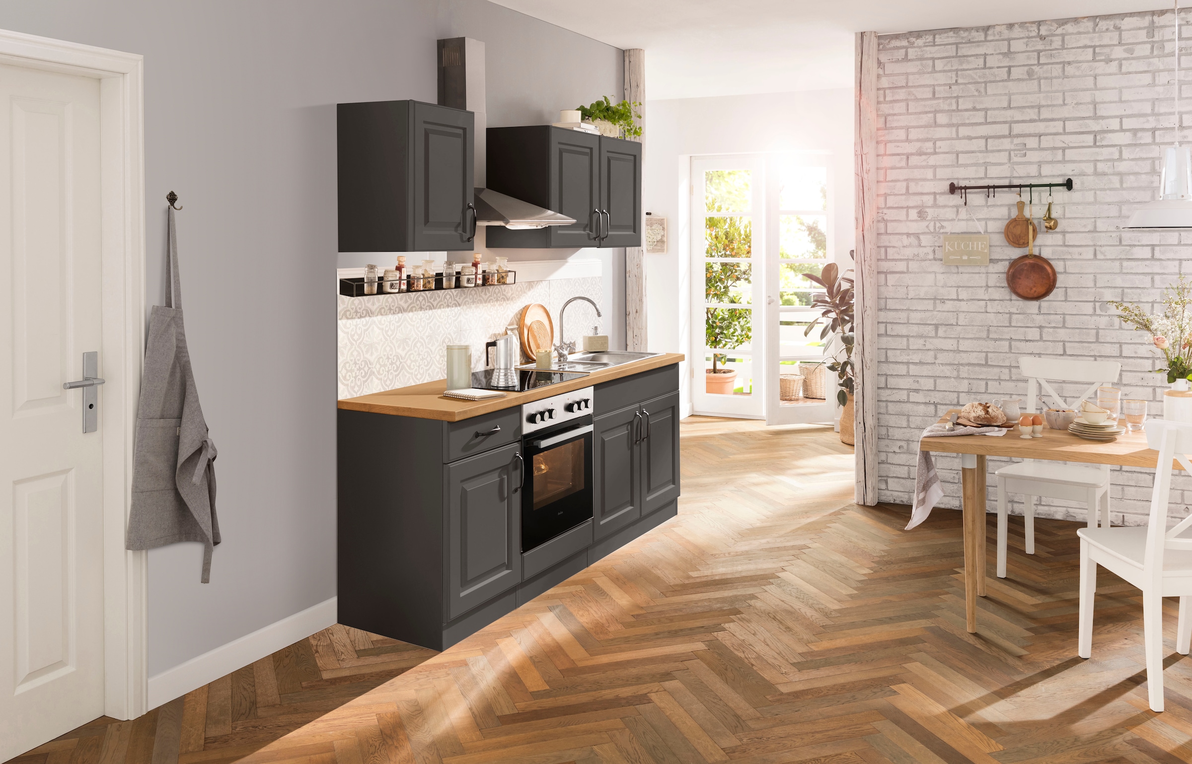 wiho Küchen Küchenzeile »Erla«, mit E-Geräten, Breite 210 cm