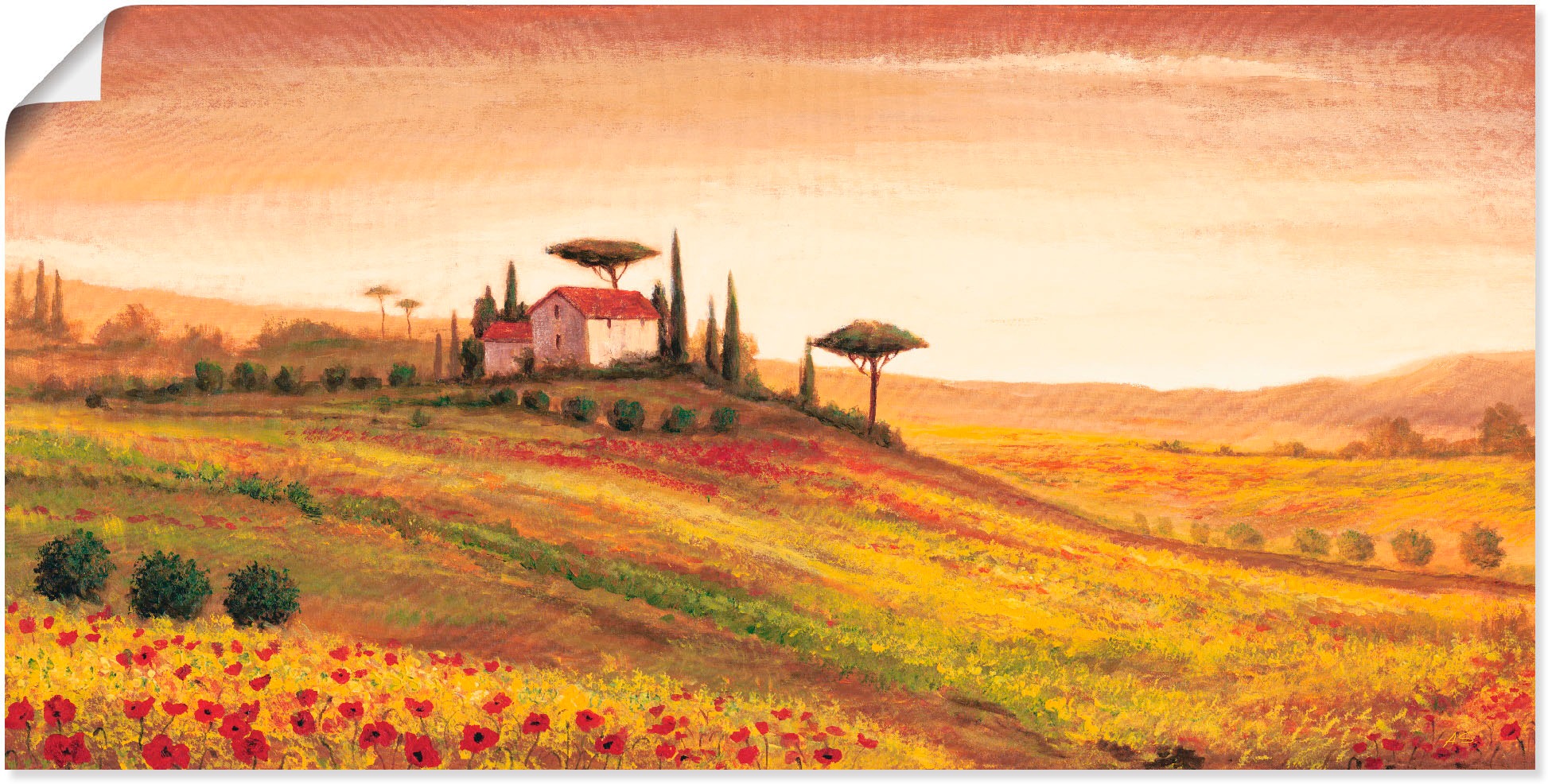 Artland Wandbild »Toskanalandschaft mit Mohnblumen«, Europa, (1 St.), als Alubild,... kaufen
