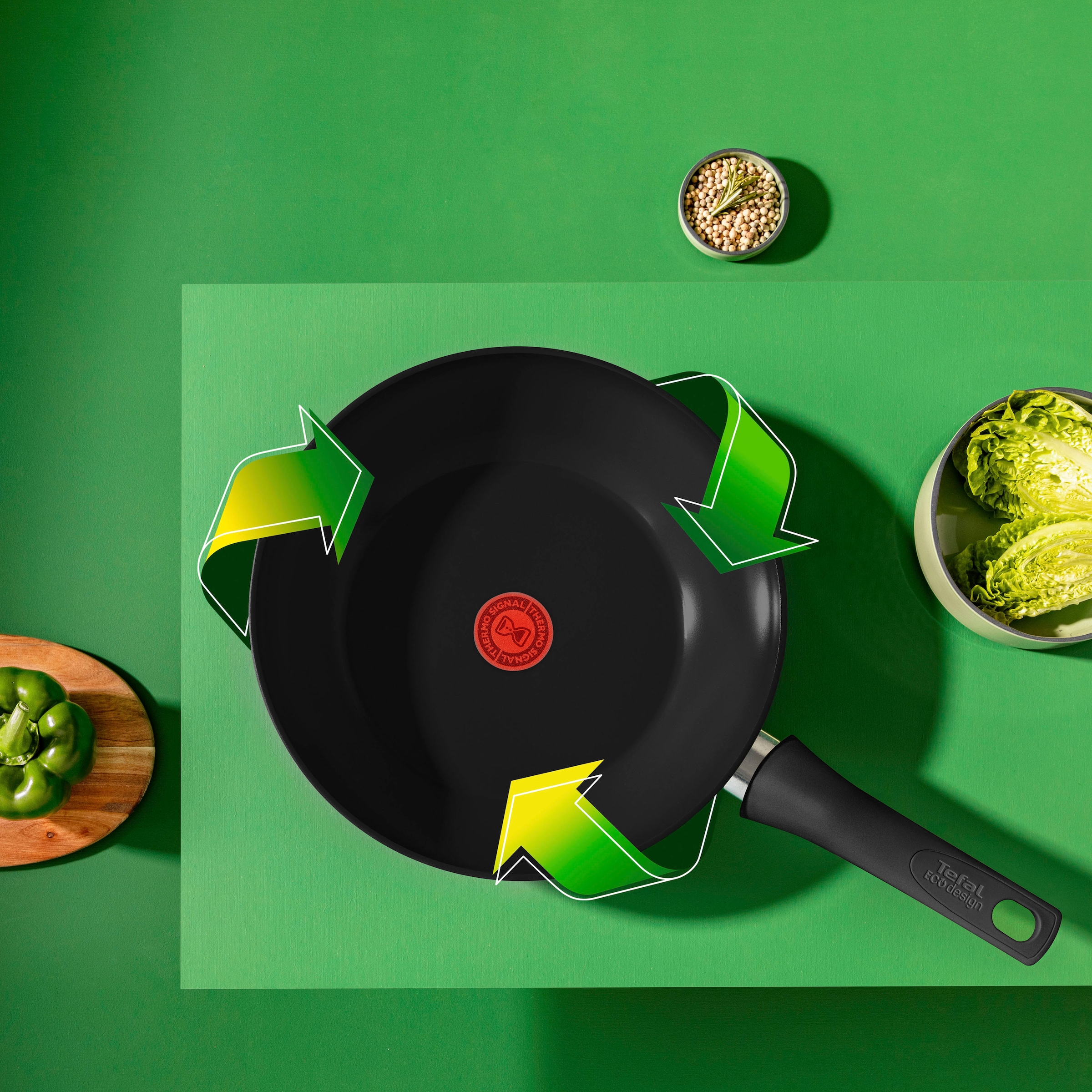 Tefal Wok »Renew On Black«, Aluminium, (1 tlg.), umweltfreundlich, recycelt, Thermo-Signal, Ø 28 cm, Induktion