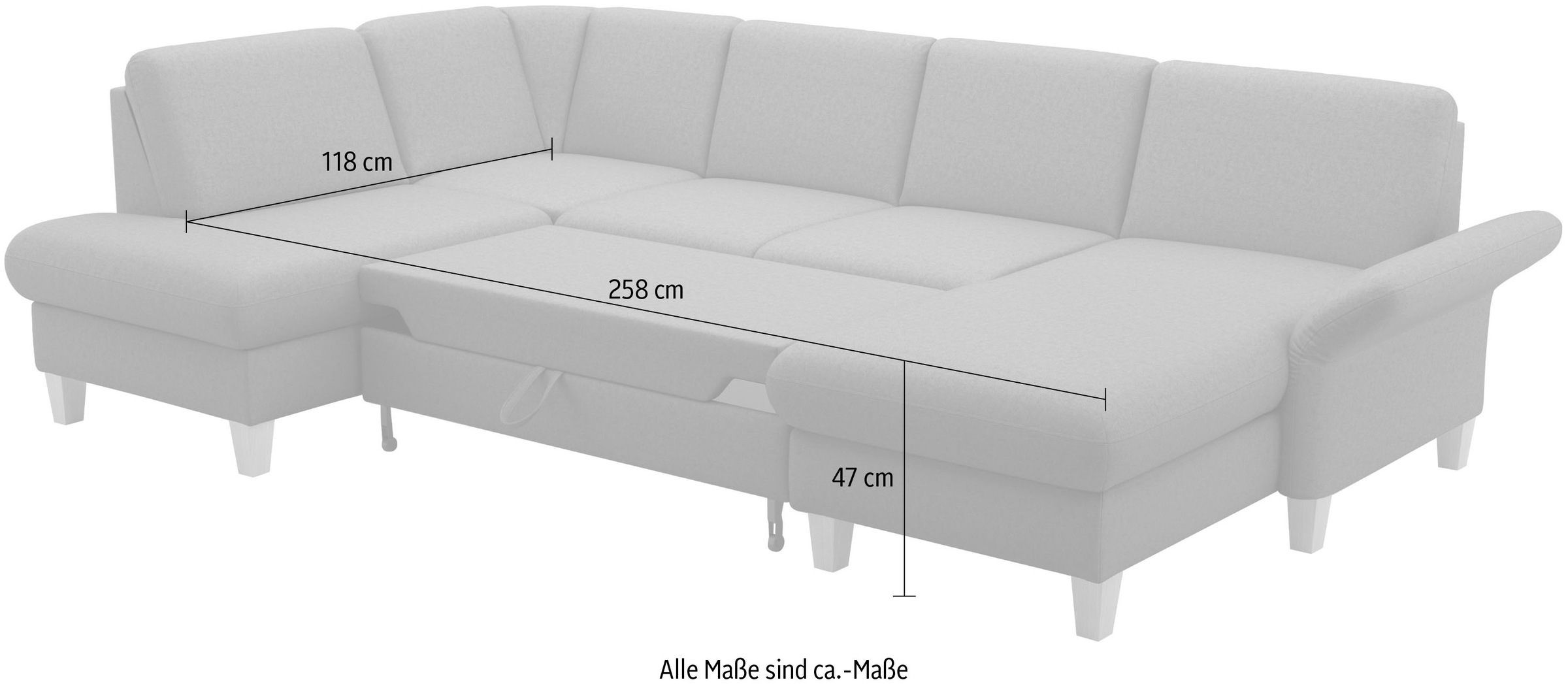 Home affaire Wohnlandschaft »Rochelle, U-Form«, optional mit Armteilverstellung, mit Bettfunktion & Bettkasten