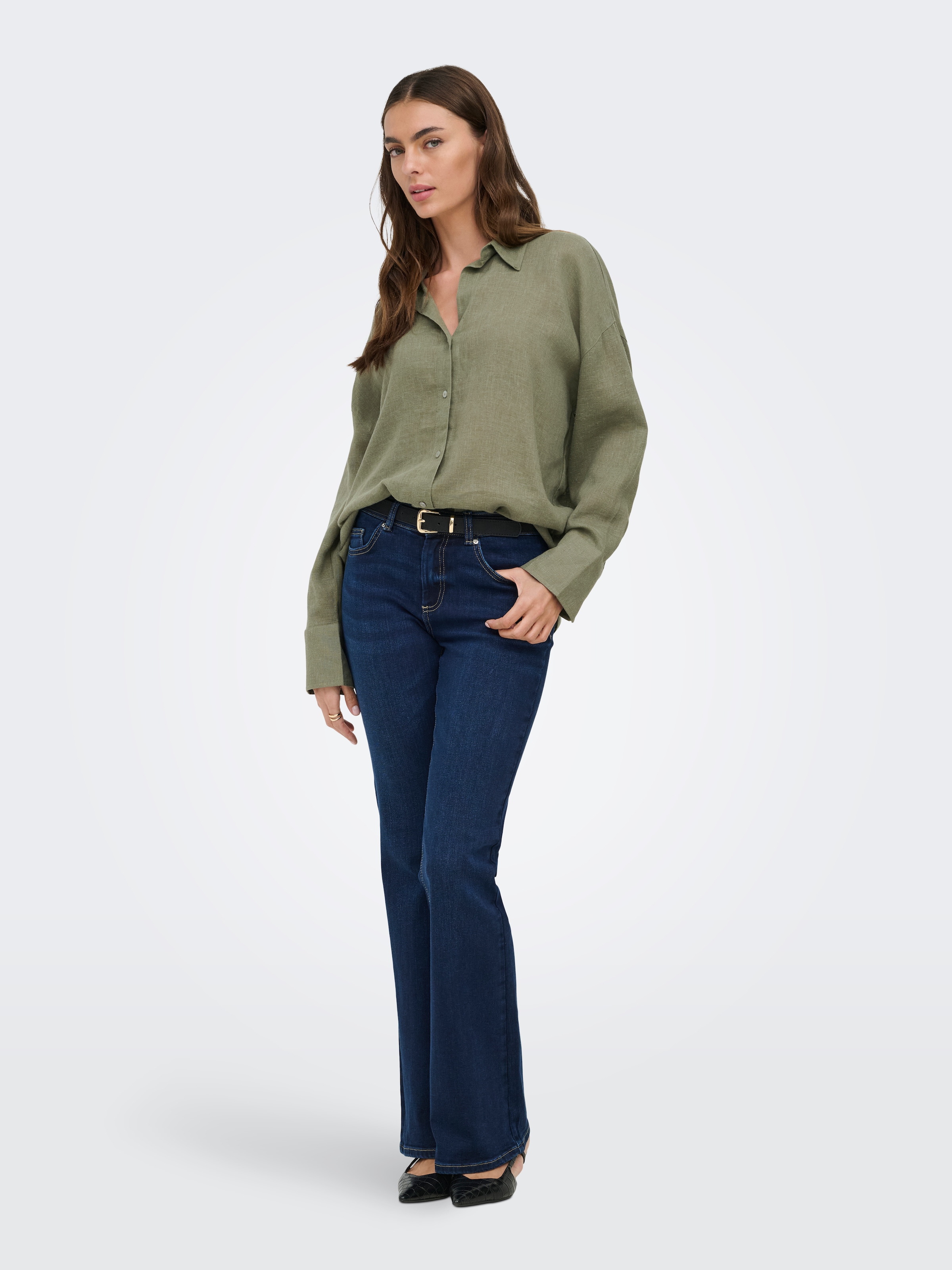 ONLY Hemdbluse »ONLBRUXELLES V- LS LIN BL SHIRT PNT NOOS« mit Leinen