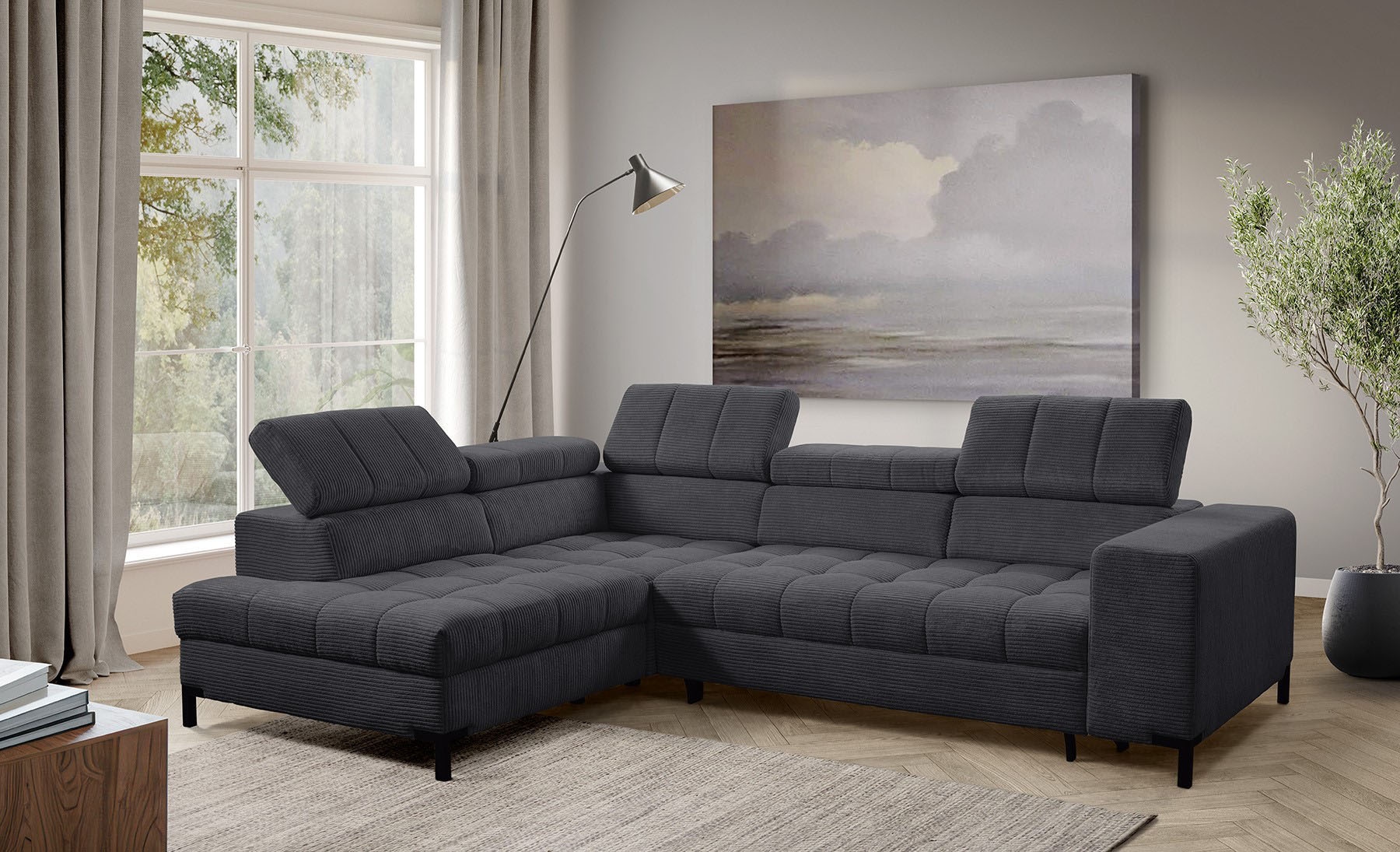 exxpo - sofa fashion Ecksofa »Bocco, hochwertige Verarbeitung, toller Sitzkomfort, bequem, L-Form« wahlweise mit Bettfunktion u. Bettkasten, inkl. Kopfteilverstellung