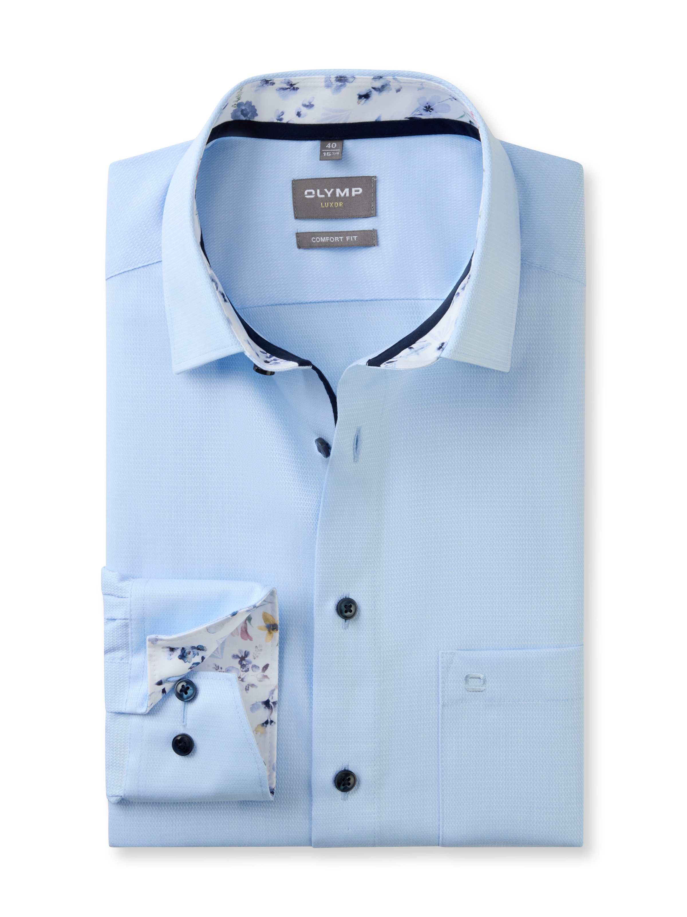Olymp Herren Businesshemd »Luxor comfort fit« in blau, Größe 50