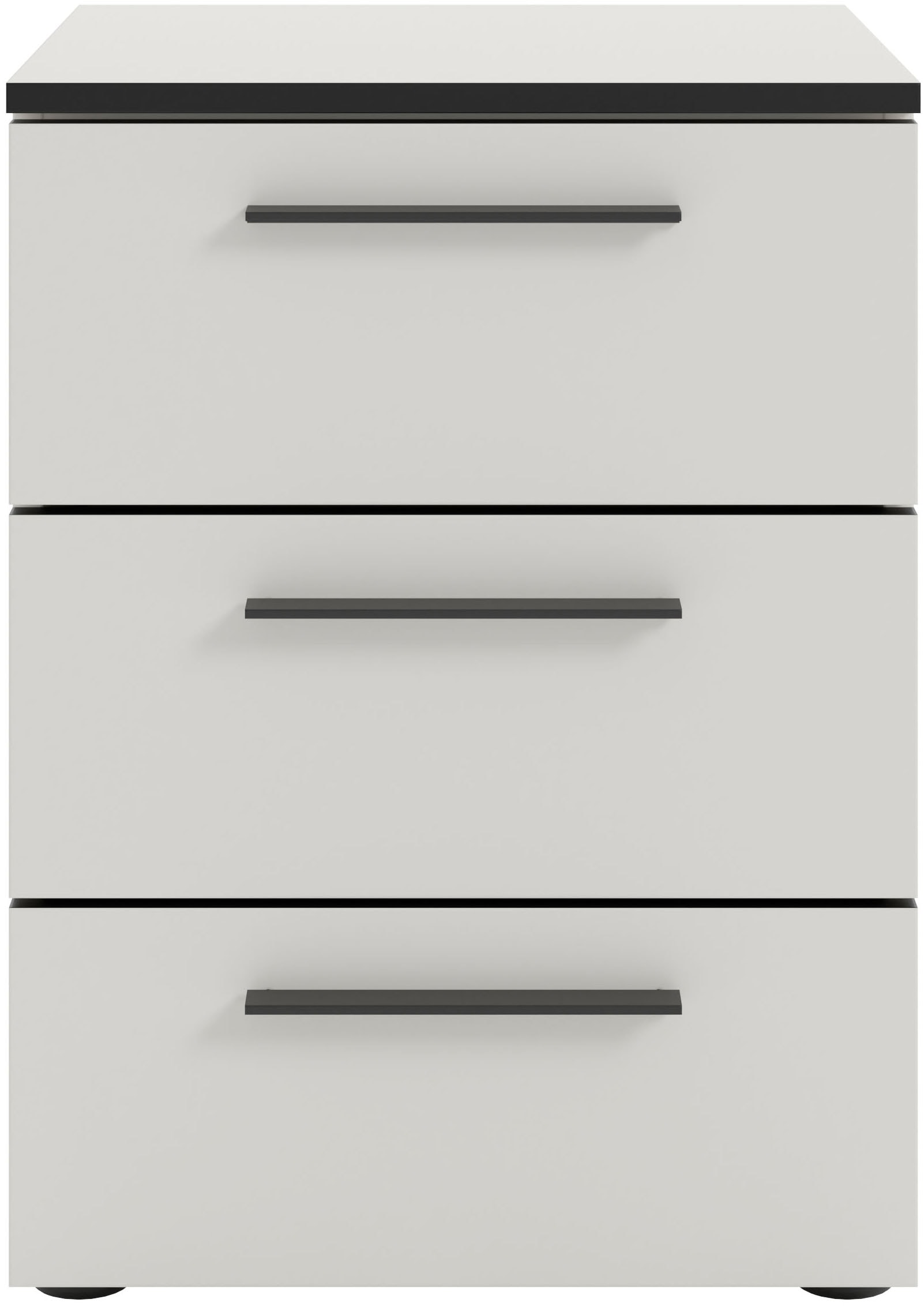 Manjana Möbel Nachtkommode »mit Schwarz matten Metallgriffen« mit Soft-Close-Funktion, mit Vollauszug, melaminbeschichtet