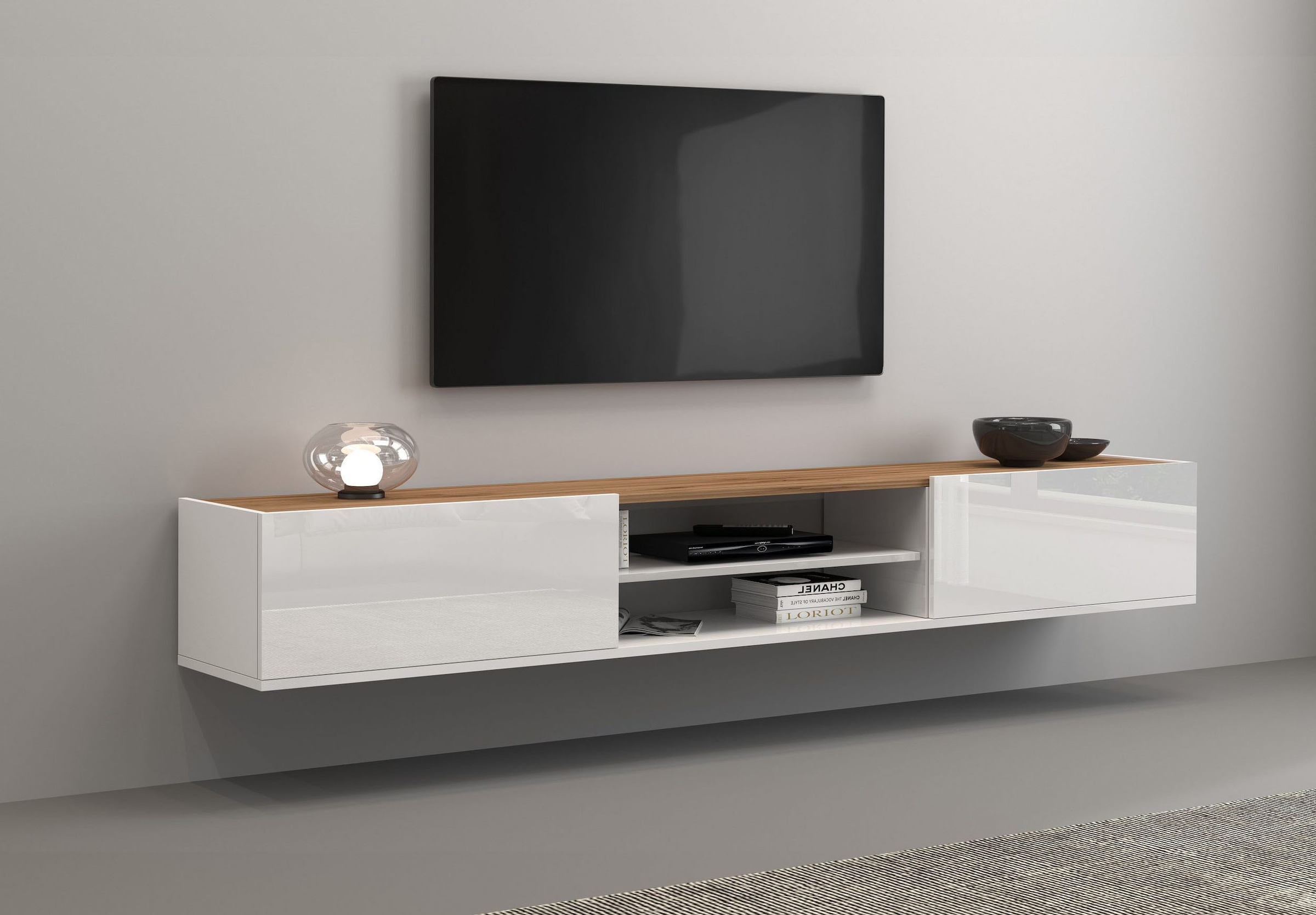 INOSIGN Lowboard »Garda,Lowboard,TV-Kommode,TV-Möbel,TV-Bank«, stehend und hängend mit 2 Klappen, 1 Einlegeboden, Breite 210 cm