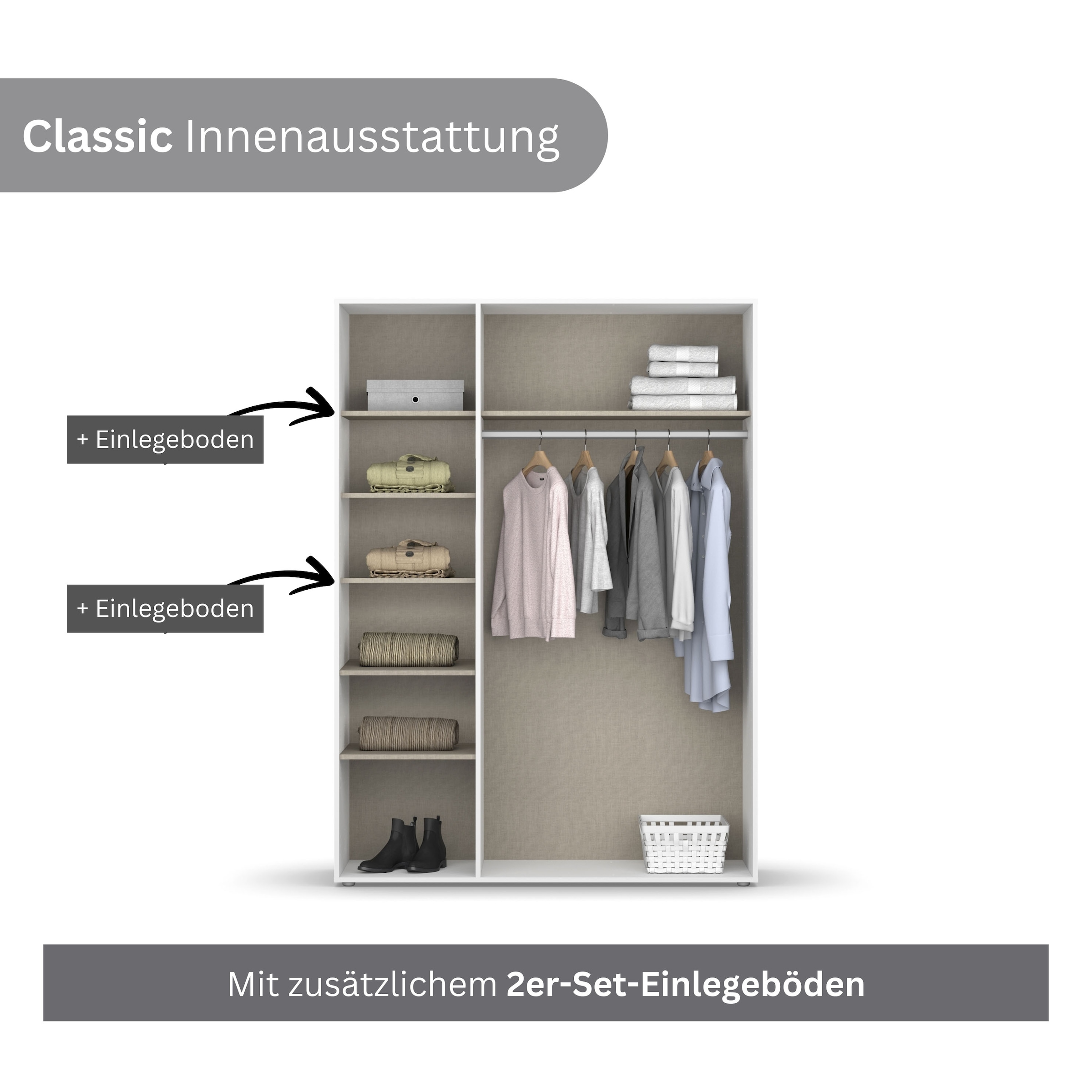 rauch Kleiderschrank »VOYAGER Garderobe Wäscheschrank TOPSELLER Schlafzimmer«, (in 3 verschiedenen Ausstattungen BASIC/CLASSIC/PREMIUM), Schrank mit modernen Griffen in viel Stauraum MADE IN GERMANY