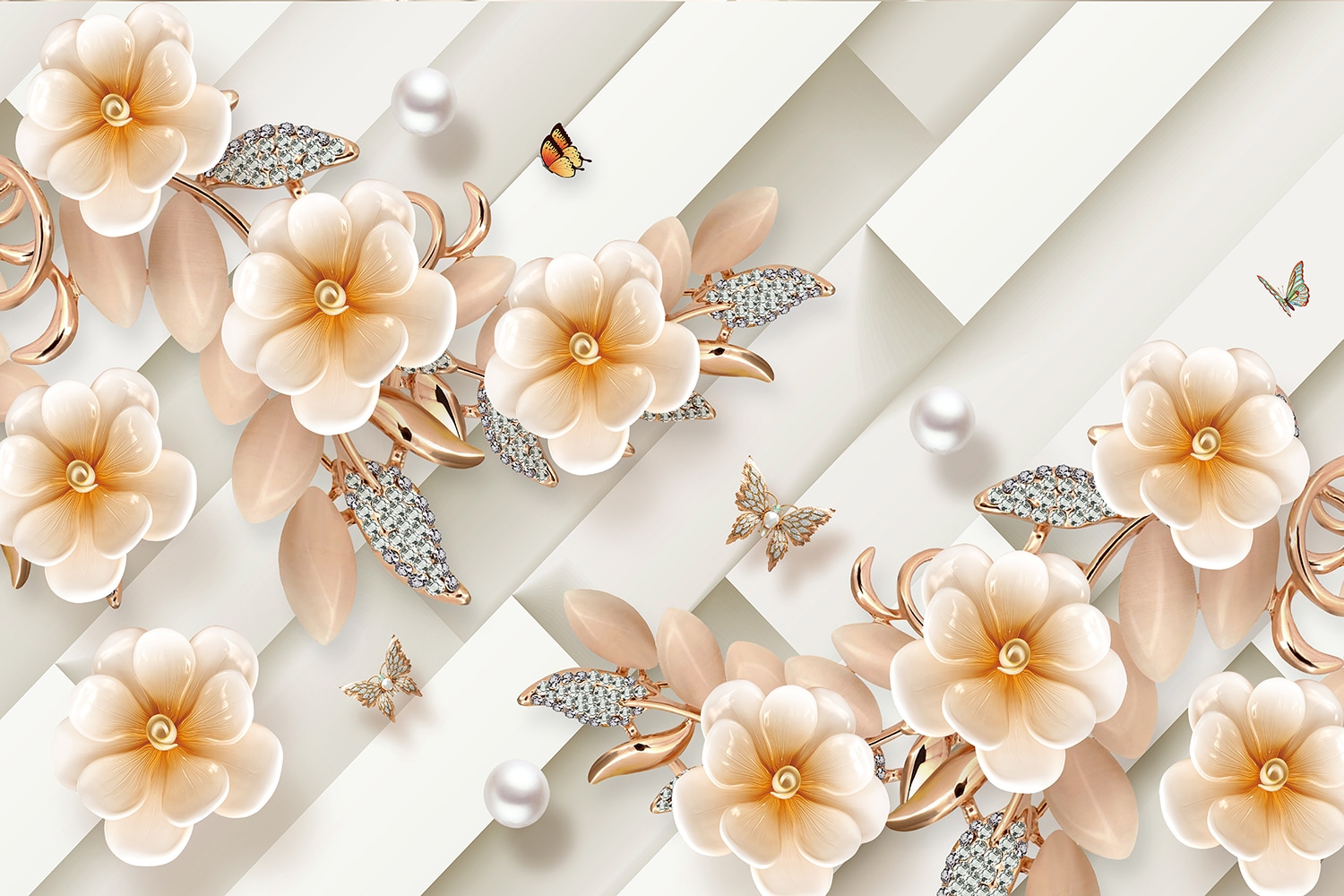 queence Leinwandbild »Chiara«, Blumen-Blumenbilder-Kunst-klassische Fantasie, (1 St.), Premium-Leinwandstoff, Handarbeit aus Deutschland
