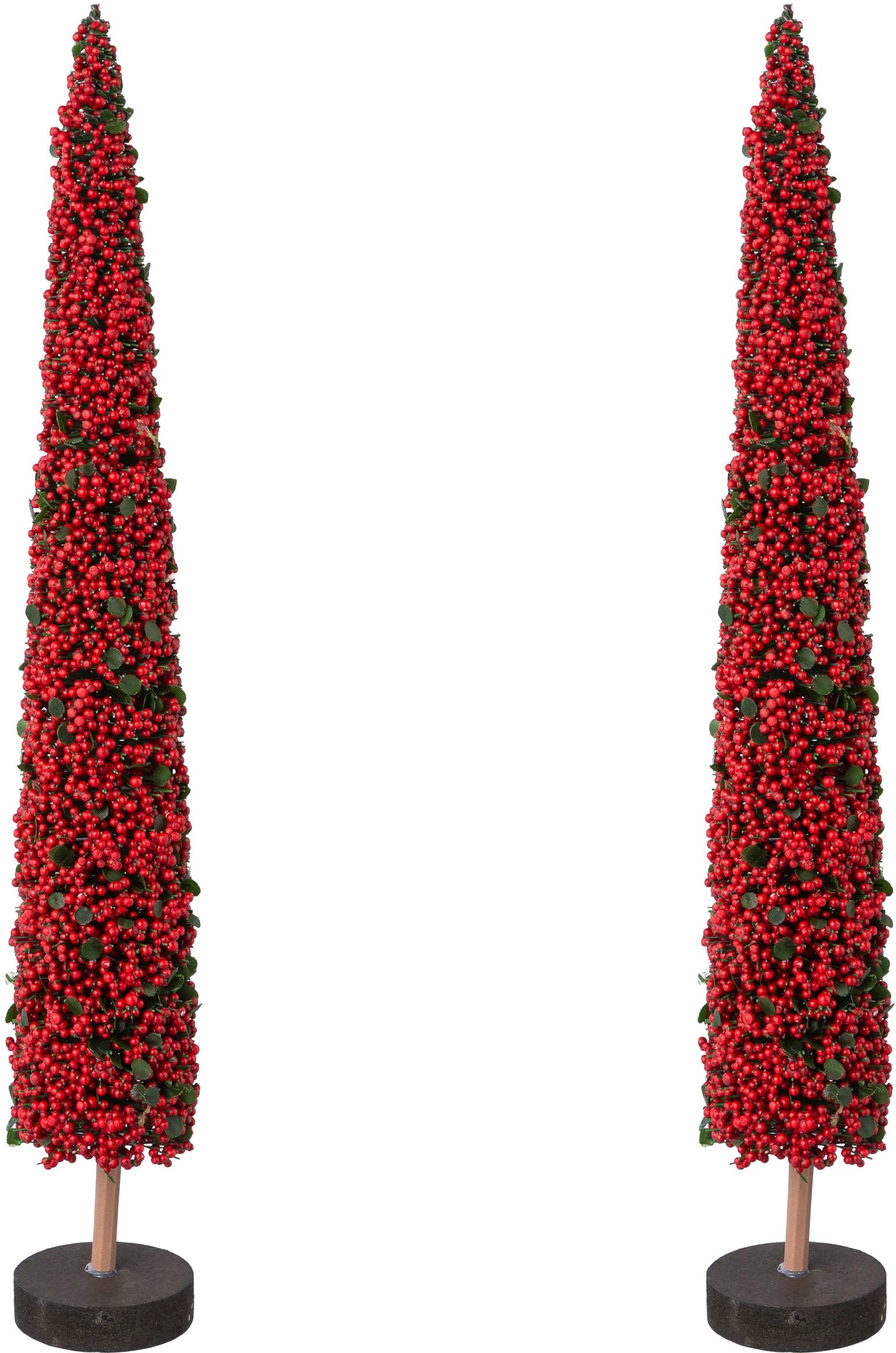 Creativ deco Dekobaum »Weihnachtsdeko«, (2 St.), auf hochwertiger Holzbase,  mit Perlen verziert, Höhe 38 cm bestellen online bei OTTO
