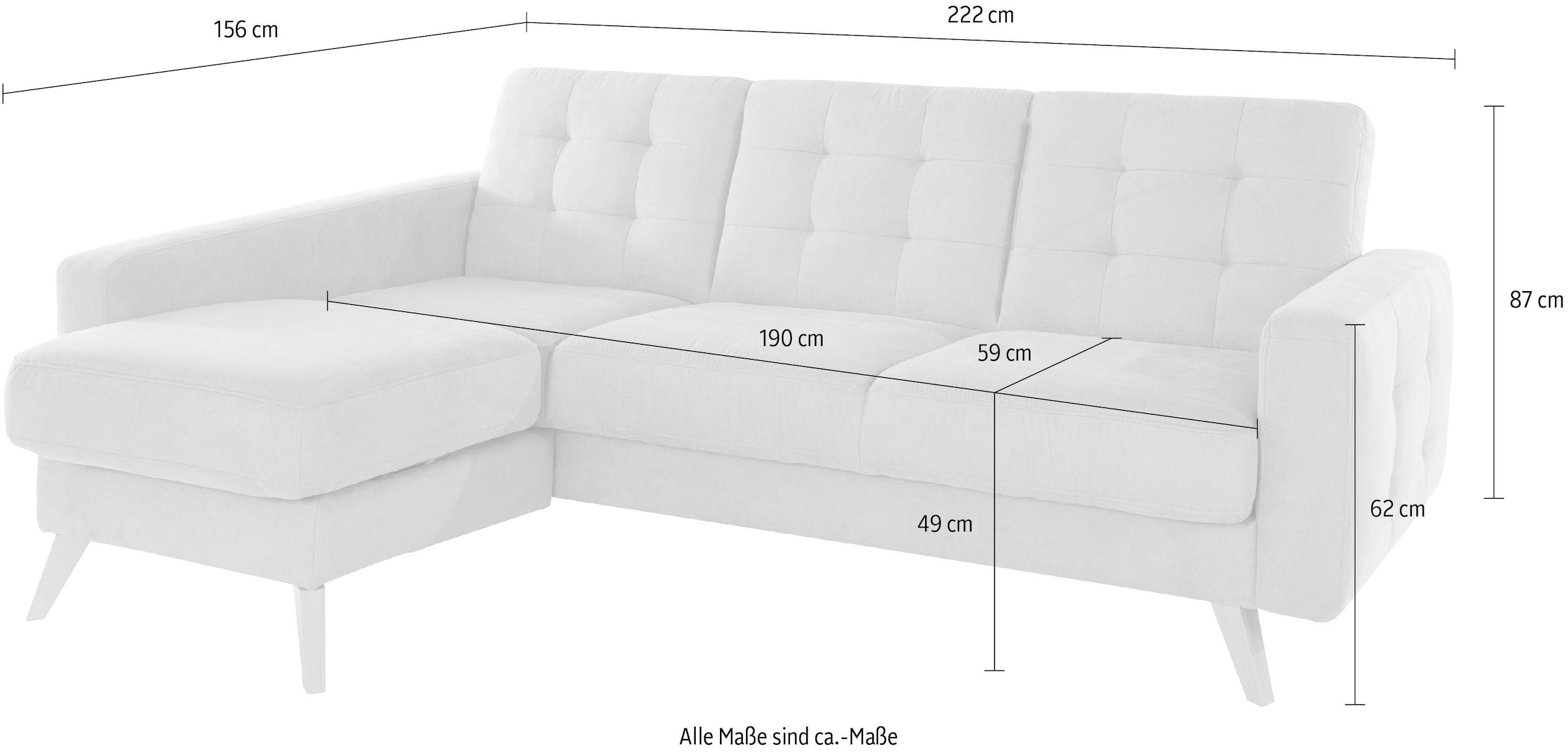 exxpo - sofa fashion Ecksofa »Nappa, kompakt und komfortabel, bequem, zeitloses Design, L-Form« tolle Detailverarbeitung, inkl. Bettfunktion und Bettkasten