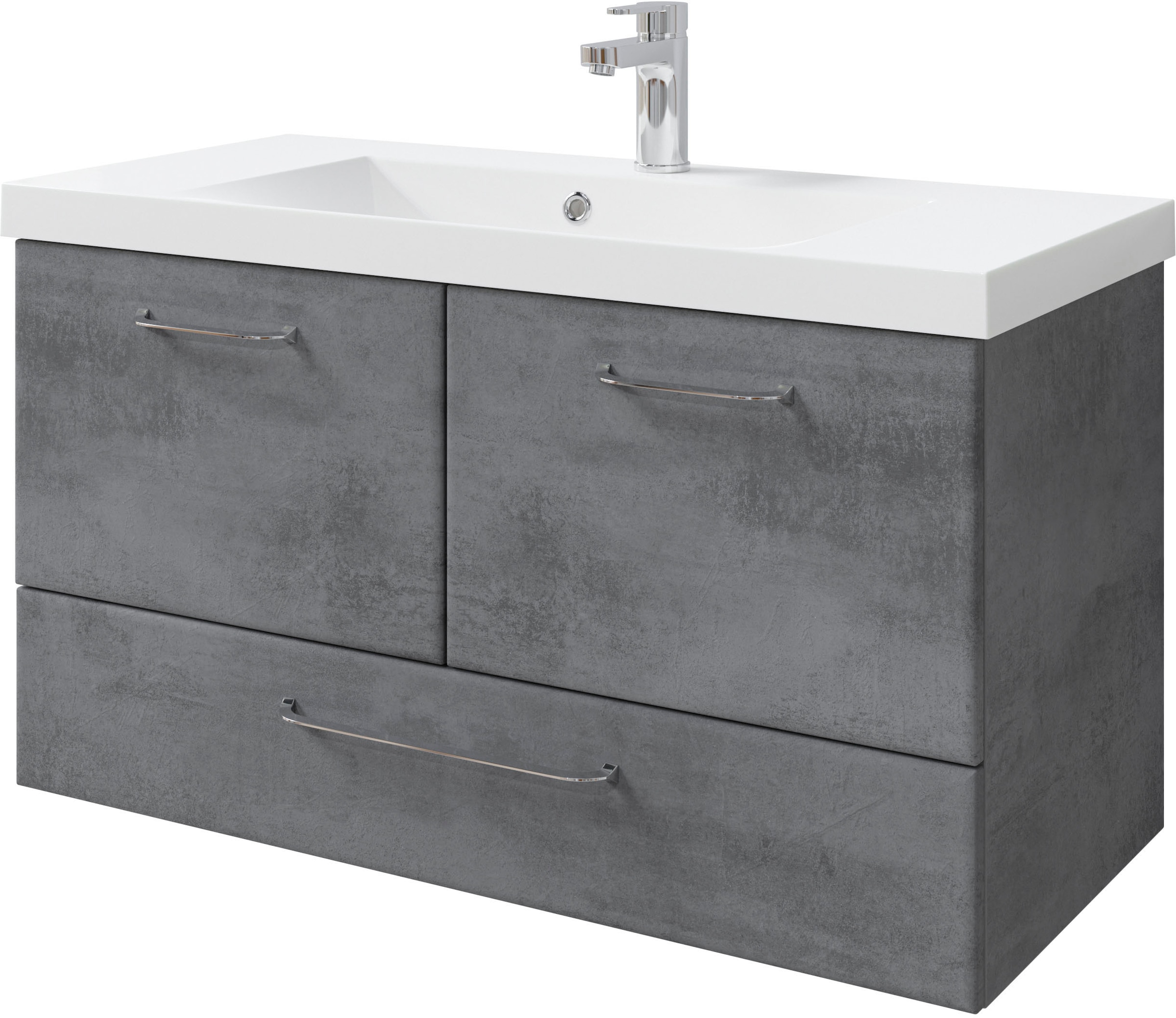 Saphir Badmöbel-Set »Quickset 945 Mineralmarmor-Waschtisch mit Unterschrank, 99 cm breit« 1 Stk. tlg.