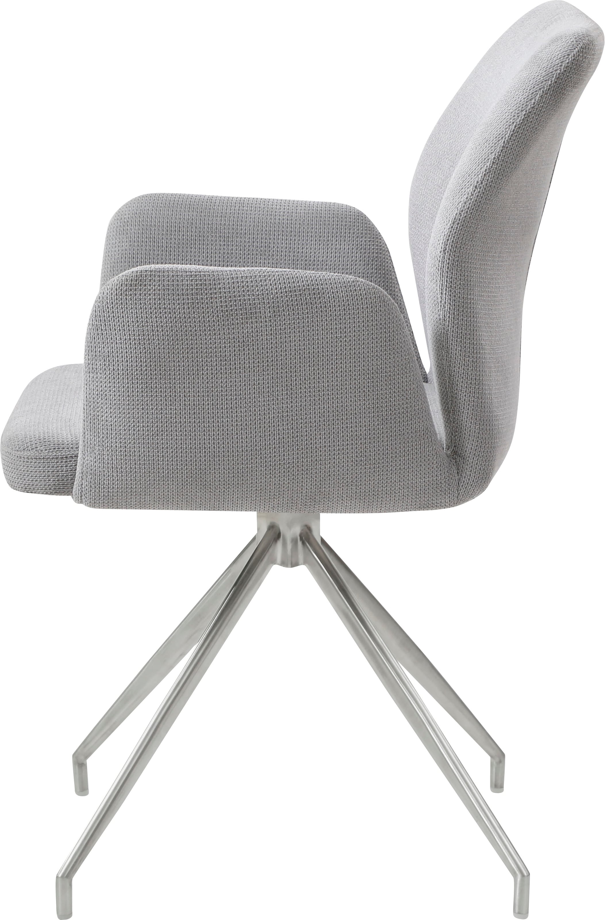 SalesFever Esszimmerstuhl »Taormina Armlehnstuhl, Gestell Edelstahl silber«, 1 St., Strukturstoff, Esszimmersessel, 180° Drehfunktion, Gestell aus rostfreiem Edelstahl