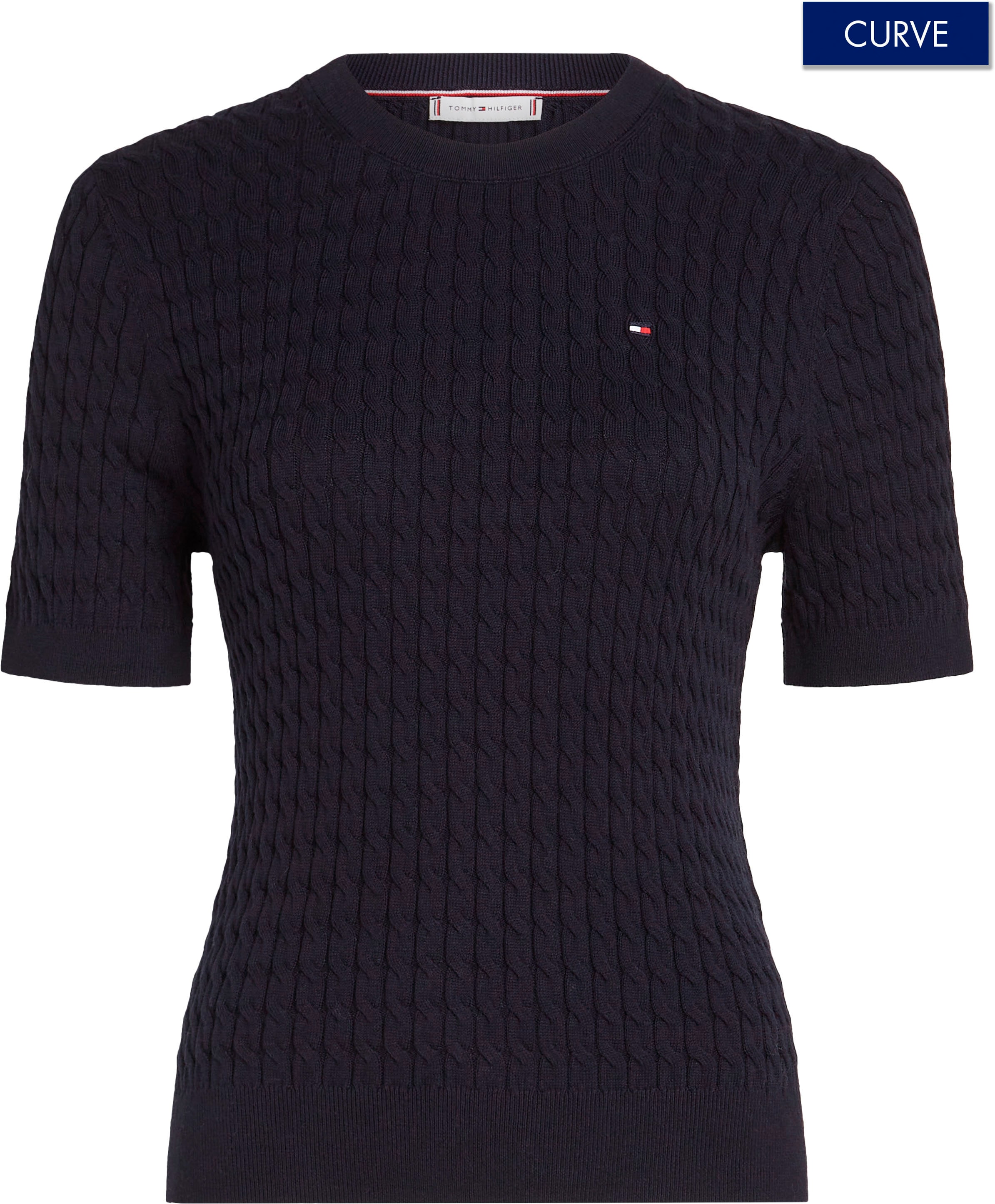 Tommy Hilfiger Curve Rundhalspullover »CRV CO CABLE C-NK SS SWT«, Große Größen