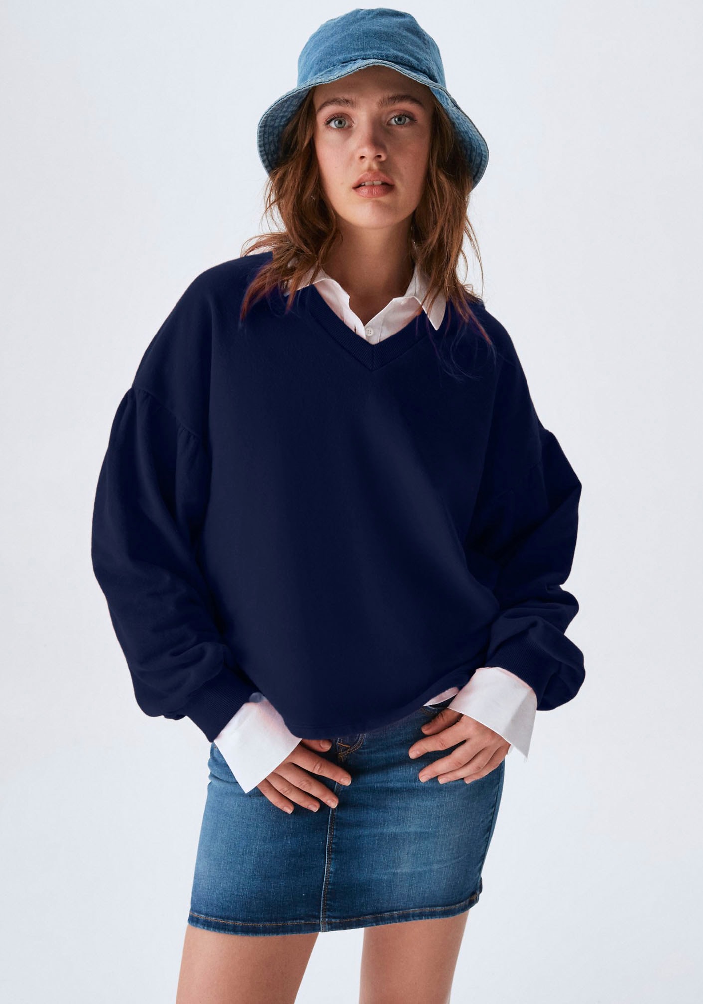 LTB Sweatshirt »FAHOZO«, mit weiten Ärmeln und V-Ausschnitt