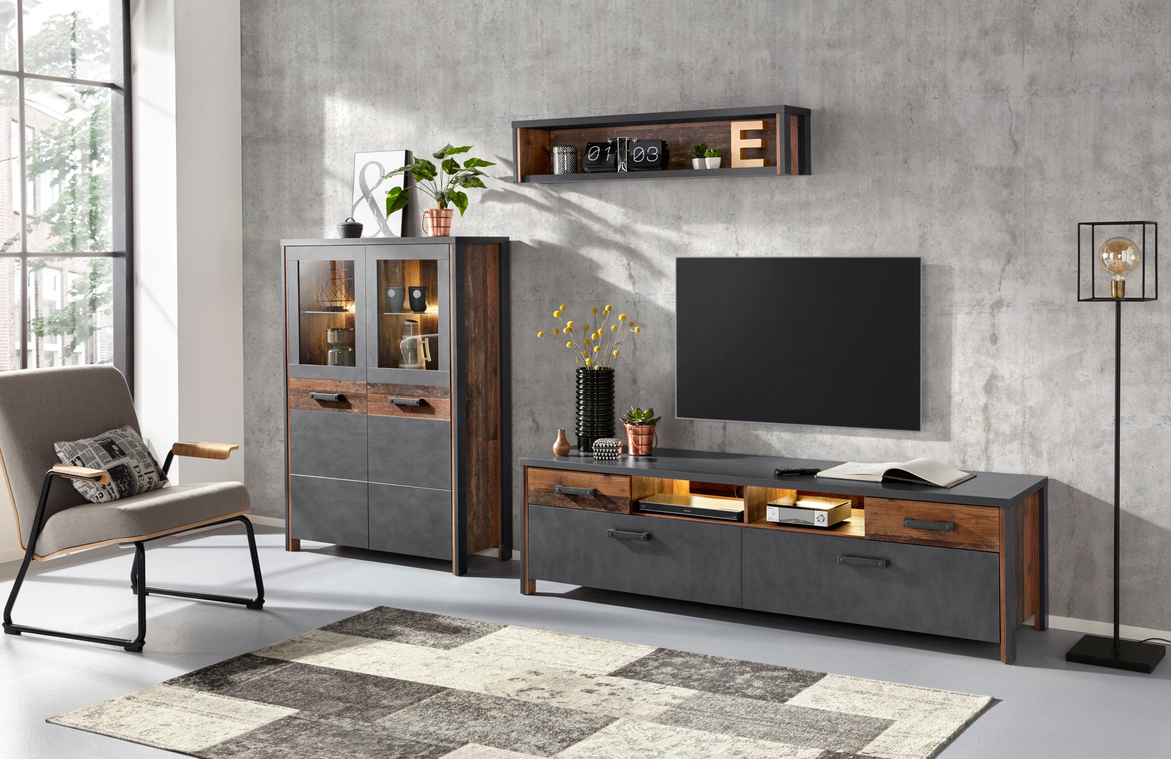 TRENDMANUFAKTUR Wohnwand »Buffalo«, (Set, 3 tlg.)