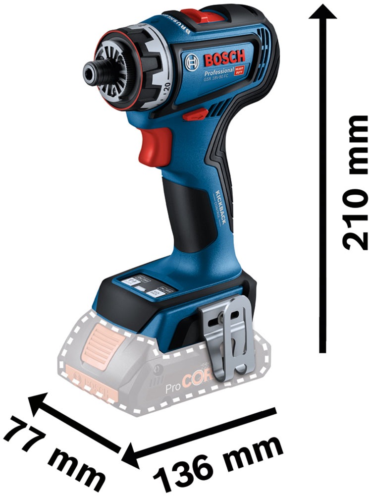 Bosch Professional Akku-Bohrschrauber »»GSR 18V-90 FC««, in L-BOXX 136, ohne Akku, ohne Ladegerät