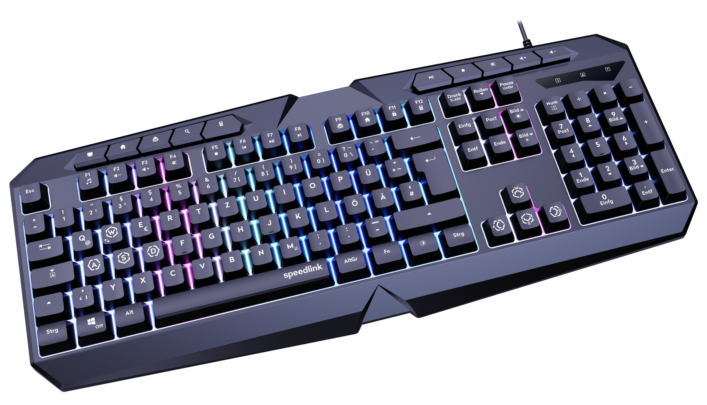 Speedlink Gaming-Tastatur »LUDICIUM RGB Rainbow – RGB Beleuchtung«, WASD-Umschaltung, Multimediatasten, USB