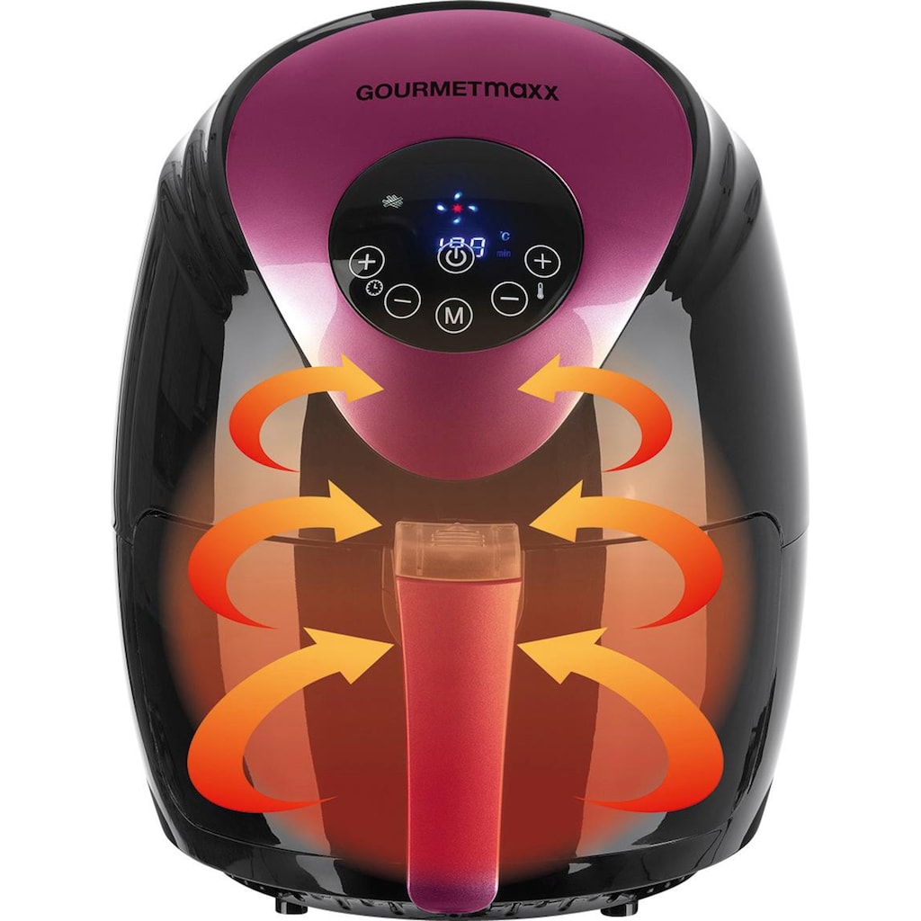 GOURMETmaxx Heißluftfritteuse »Digital, schwarz/beere«, 1500 W