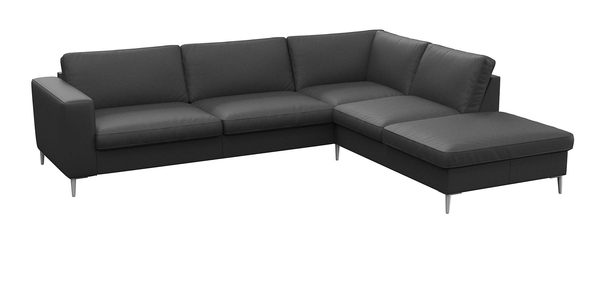 FLEXLUX Ecksofa »Fiore, super Sitzkomfort durch Kaltschaum im Sitz, L-Form«, breite Armlehnen, Füße Alu