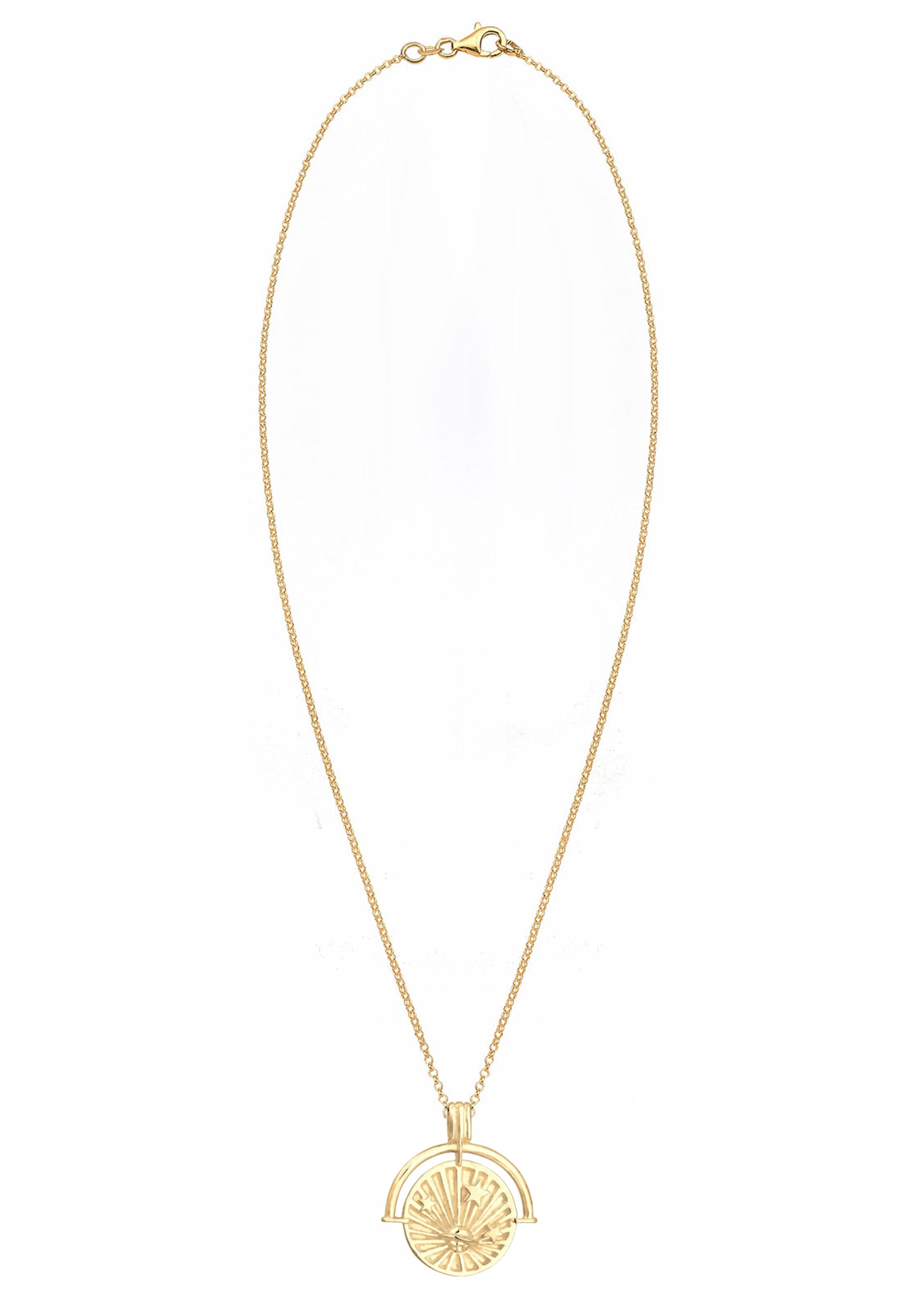 Elli Kette mit Anhänger »Halskette Astro Plättchen 925 Sterling Silber vergoldet«