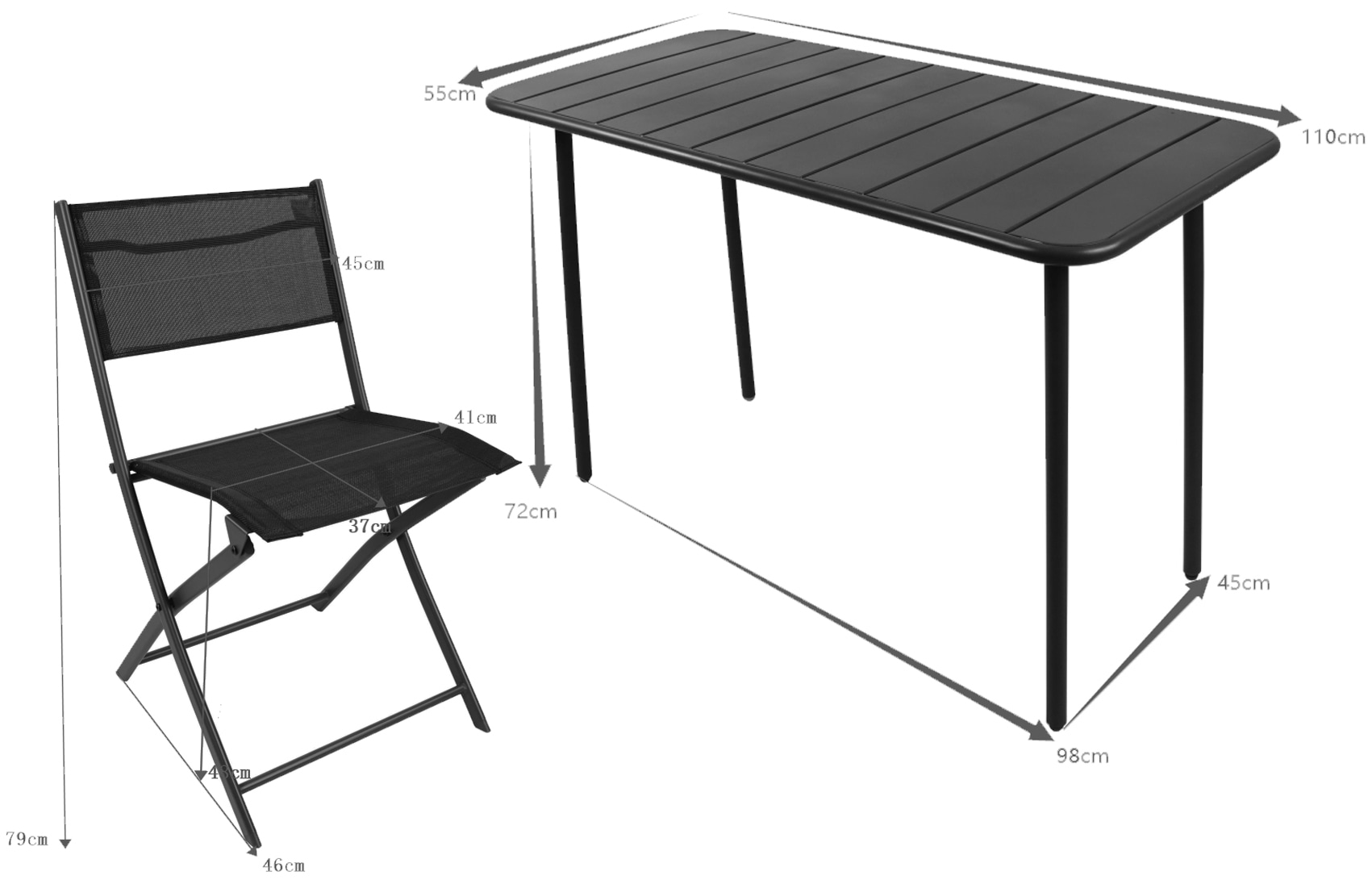 VCM Garten-Essgruppe »VCM 7-tlg Gartenmöbel Set | Sitzgruppe Essgruppe | 1xTisch, 6x Stühle | Tisch Maße ca. H. 72 x B. 110 x T. 55 cm | Klappbar | Garten Set - Sumila«, (7 tlg., Sumila)