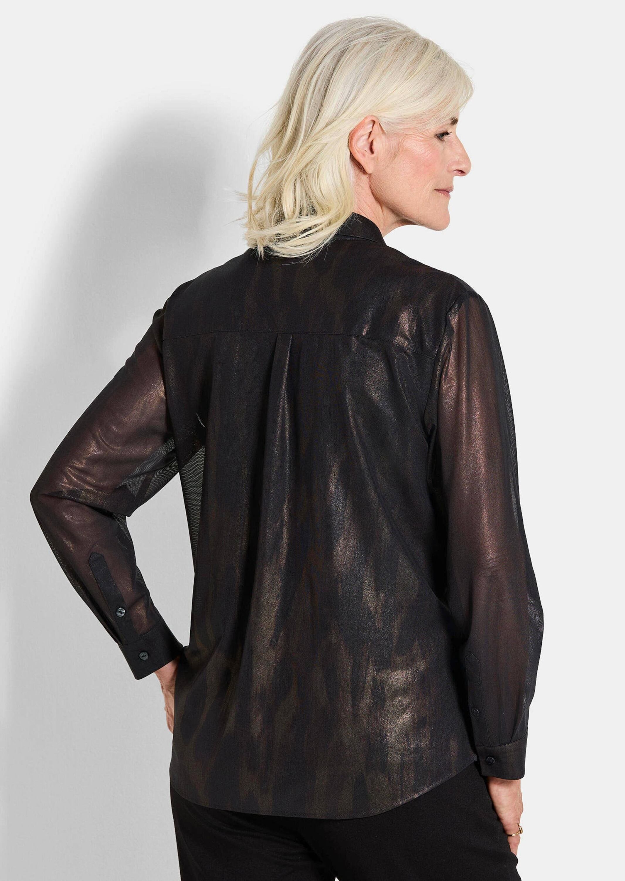 GOLDNER Hemdbluse »Kurzgröße Bluse aus semitransparentem Mesh«