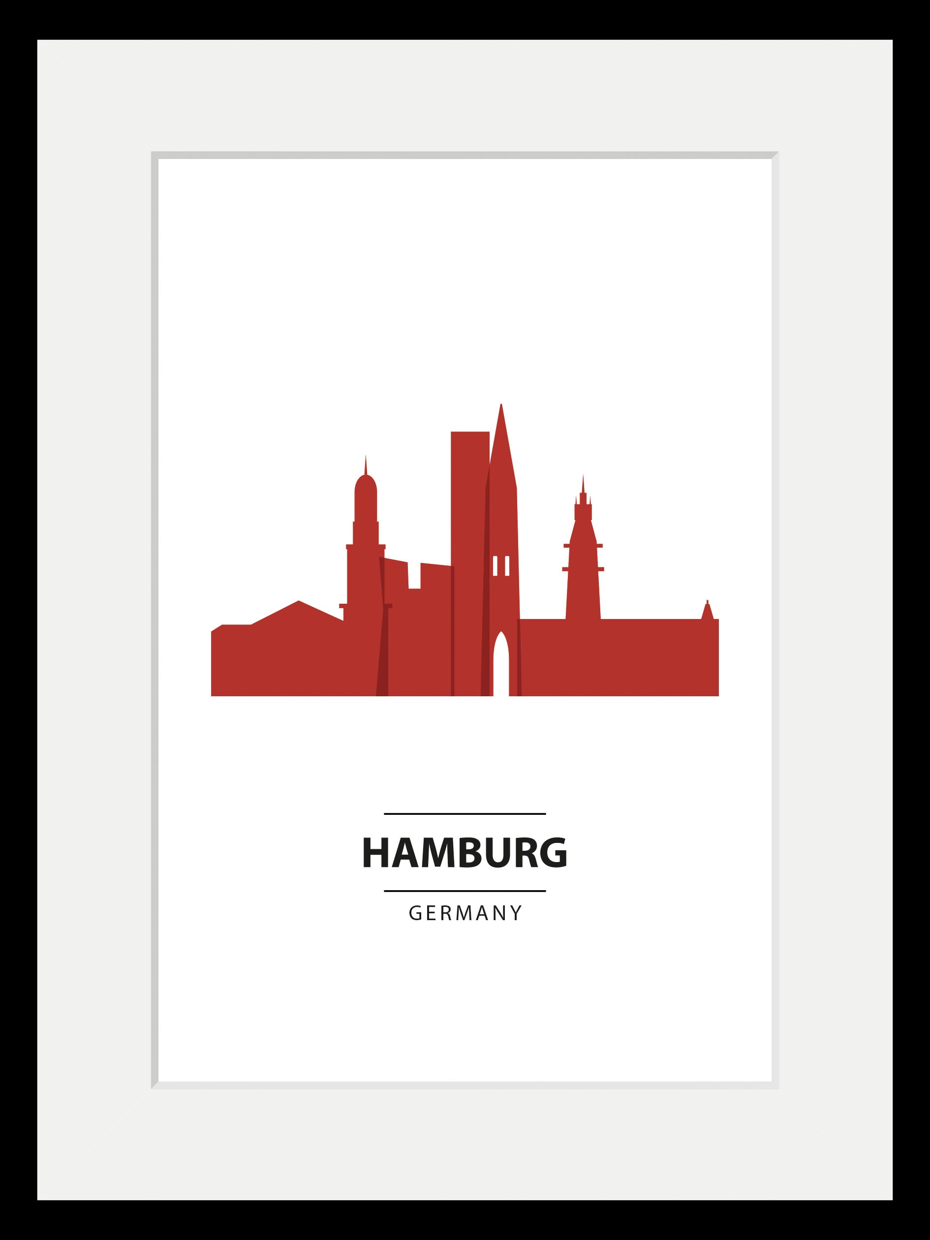 queence Bild »Hamburg Color Splash«, (1 St.), HD Premium Poster-Druck inkl. Holzrahmen