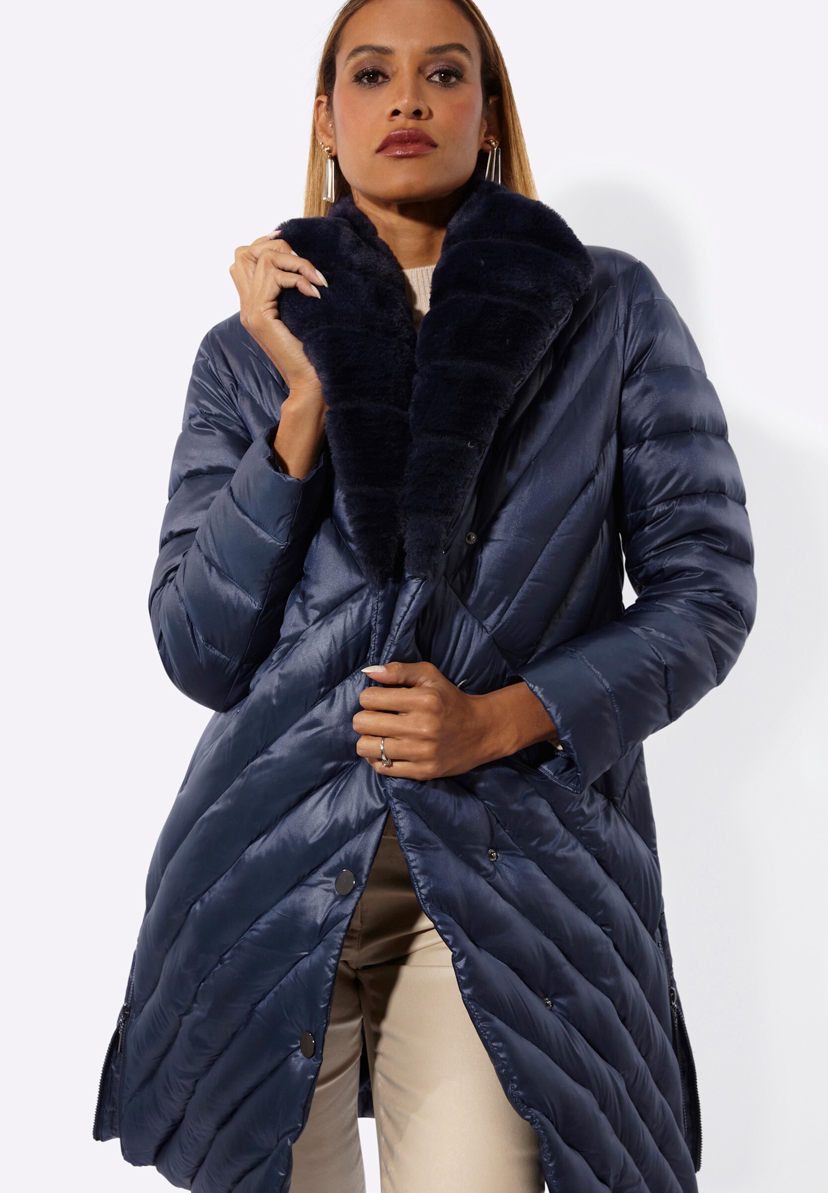 creation L Steppjacke »Daunen-Mantel Daunenmantel« Abnehmbare Kapuze