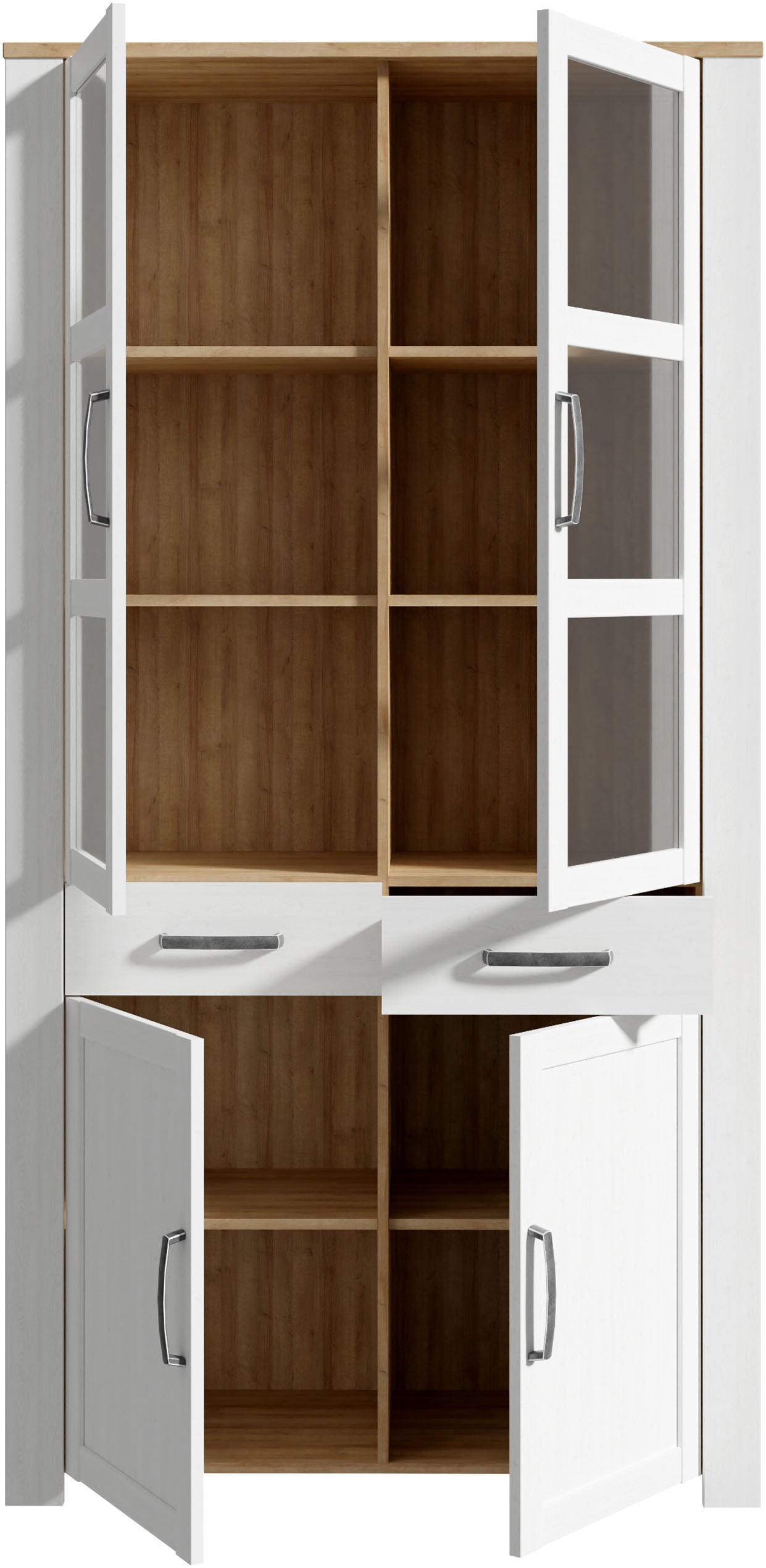 FORTE Highboard »Bohol, Vitrine mit Glastüre, viel Stauraum« B/H/T 106,4/205,4/42 cm Beleuchtung optional bestellbar