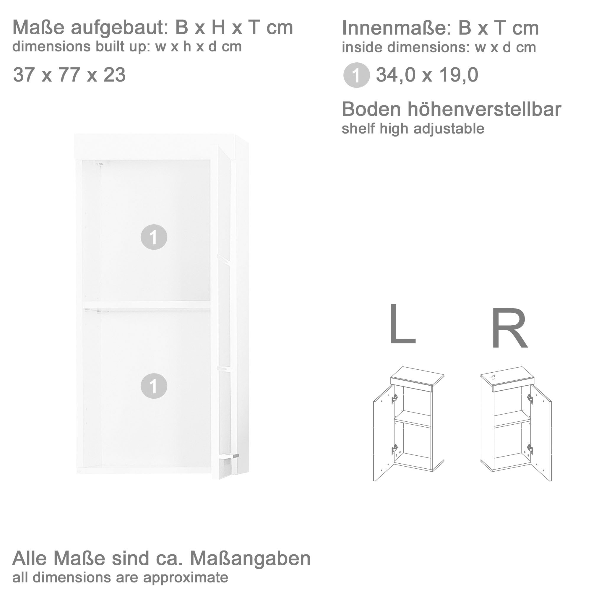 INOSIGN Badmöbel-Set »Avena«, (Set, 5 St.), Badezimmermöbel in verschiedenen Farben - Maße (B/T/H) 163/34/190 cm