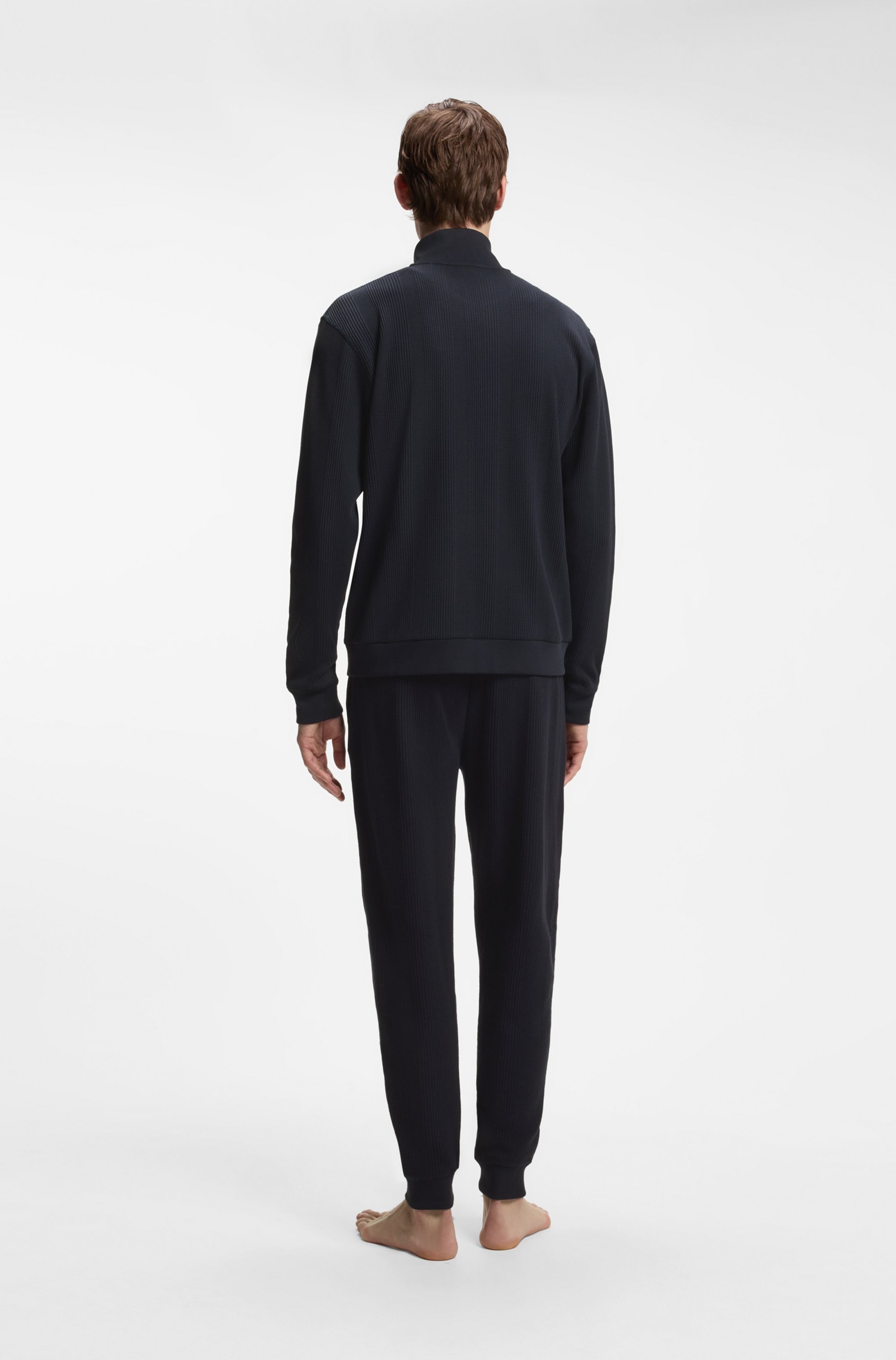 BOSS Sweatjacke »Structure« aus Baumwoll-Mix mit Waffelstruktur